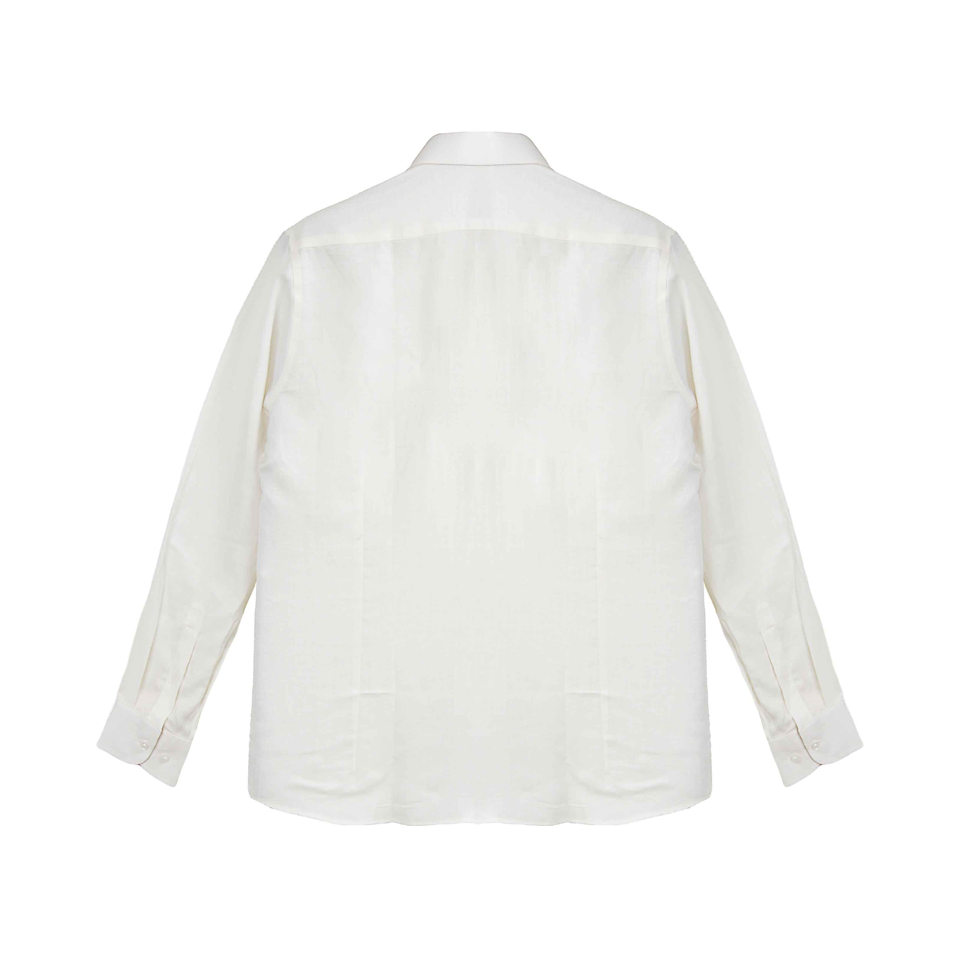 Agu & Sons White Linen Button-Down Shirt - Men's Long Sleeve