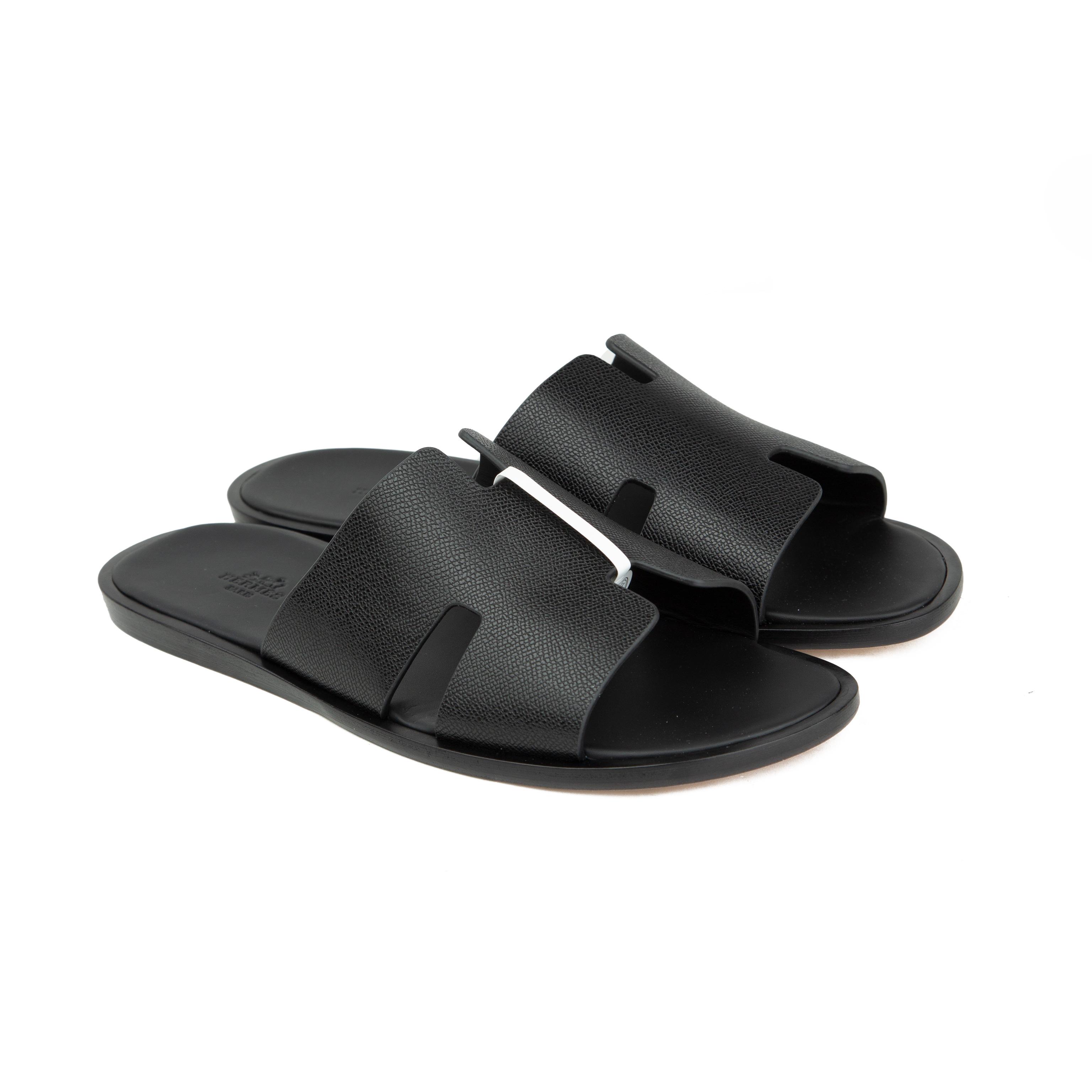 Hermès Izmir Sandals | Black Epsom Calfskin Men's Slides