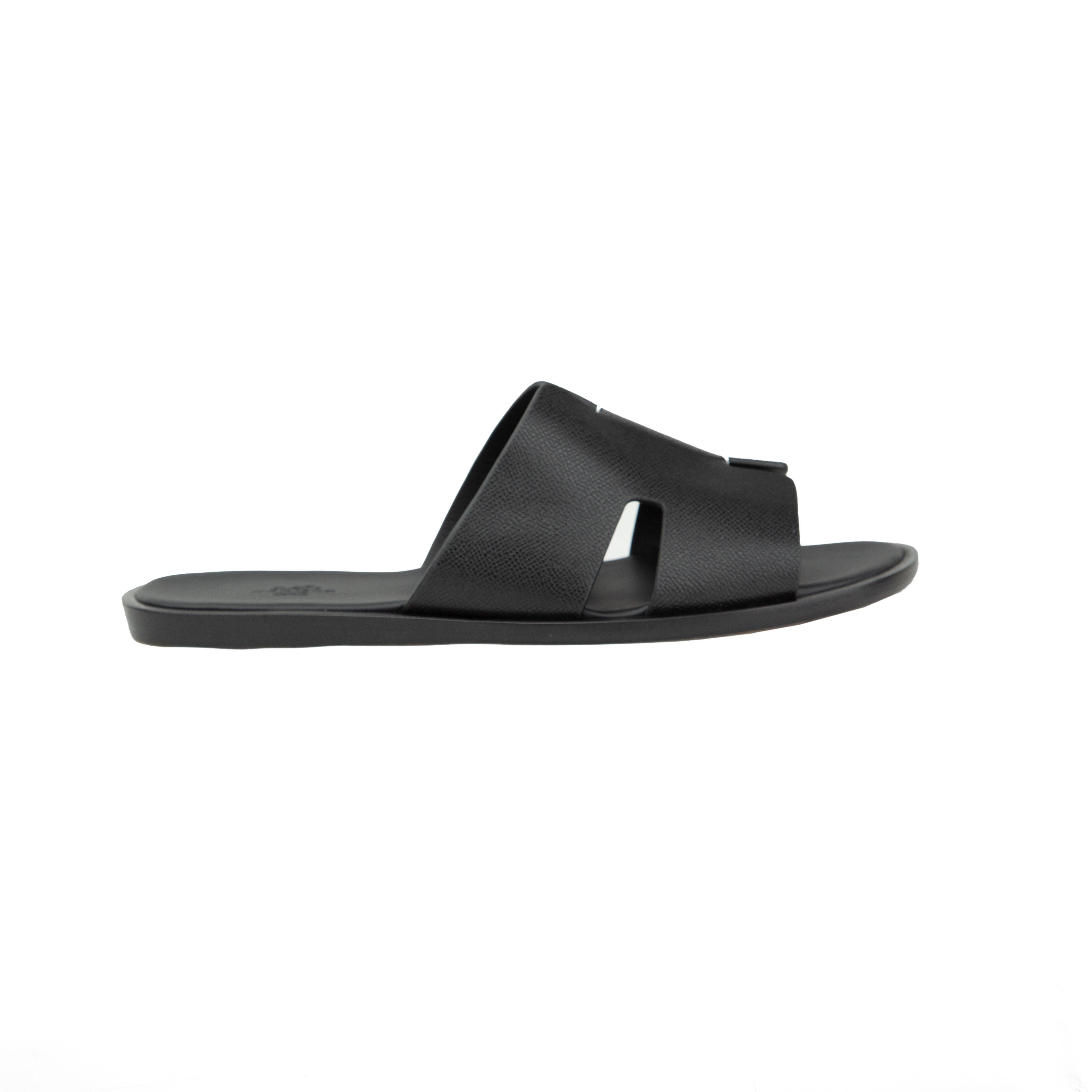 Hermès Izmir Sandals | Black Epsom Calfskin Men's Slides