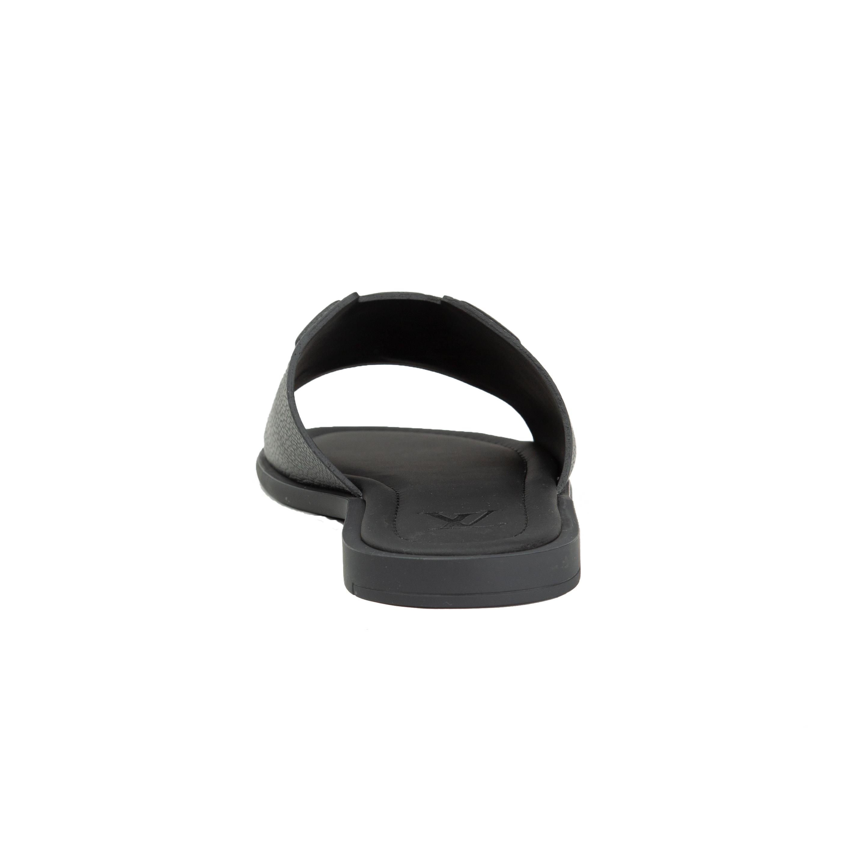 Louis Vuitton Waterfront Black Leather Mules | Luxury Slides