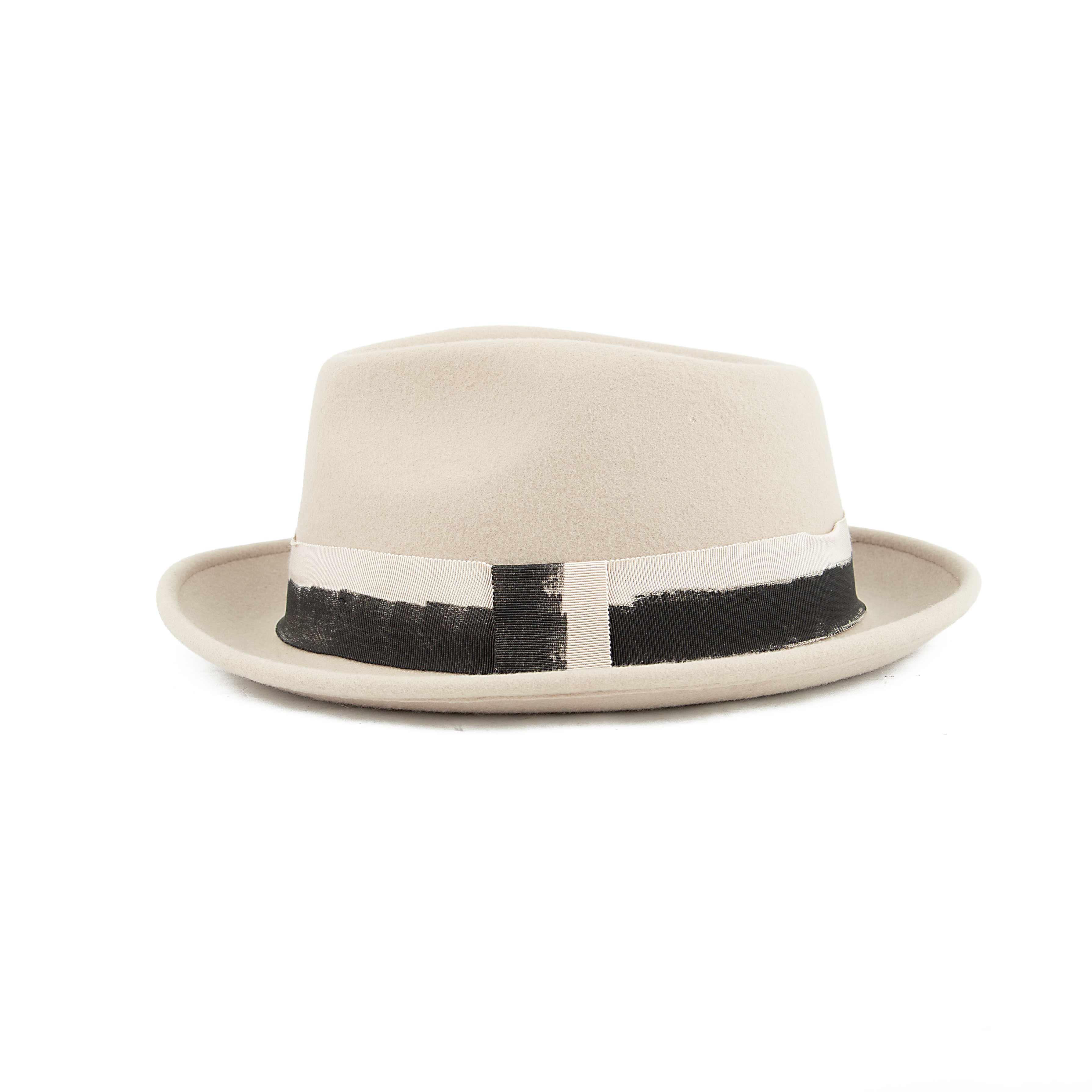 Janetshats Beige Felt Trilby Hat | Painted Band Fedora