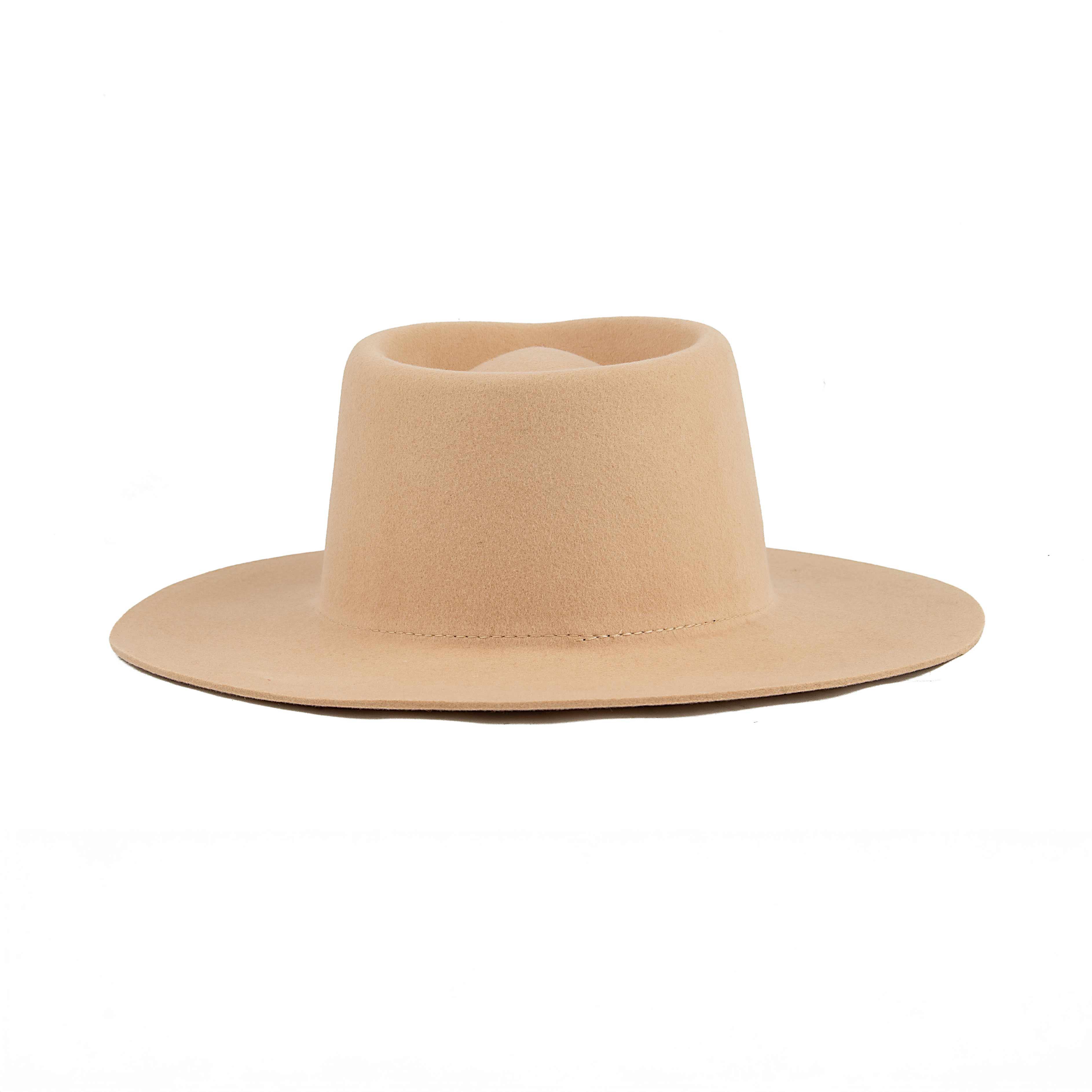 Black Wool Wide Brim Fedora - Navy Geometric Patterned Band