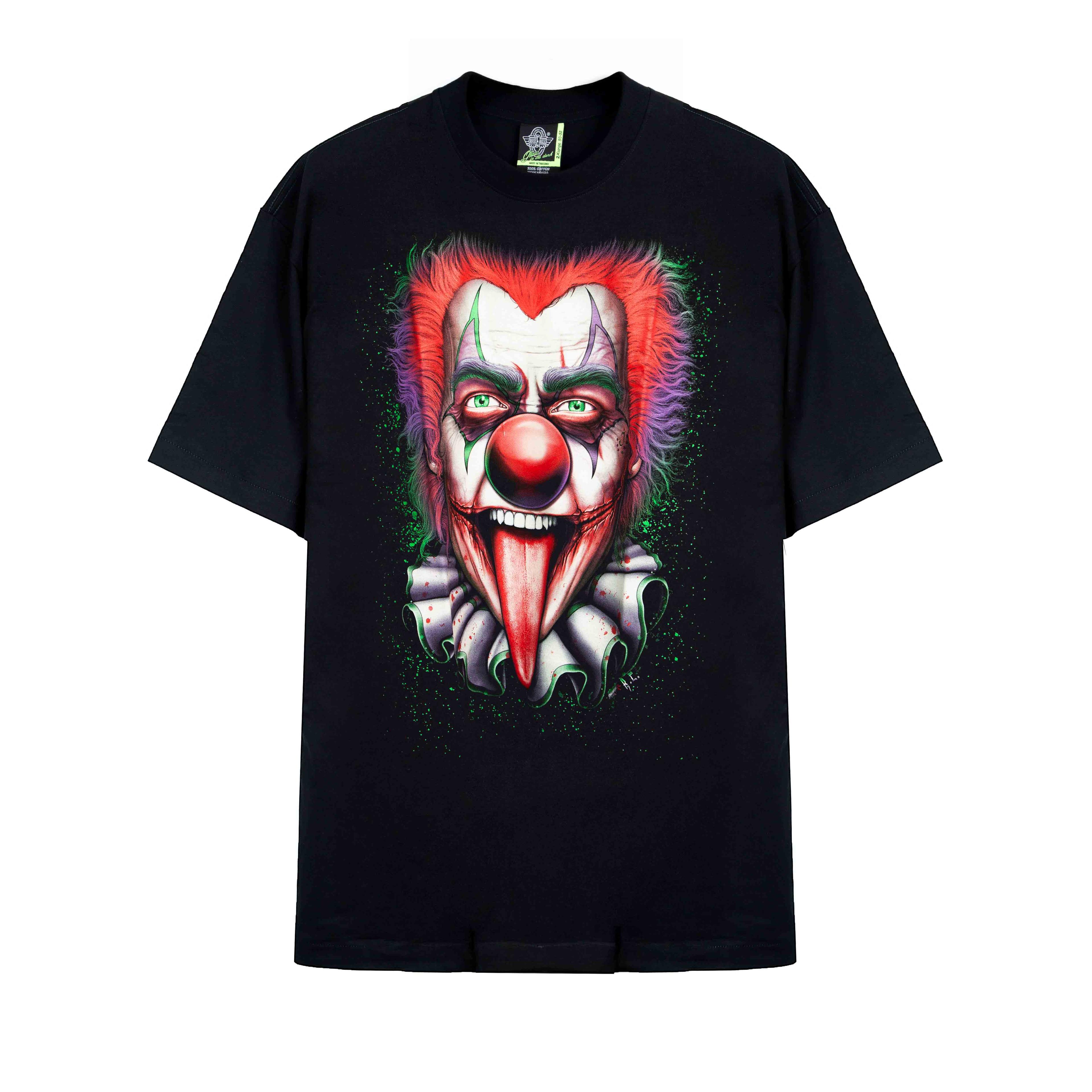 Rock Eagle Raving Clown Face Black Graphic T-Shirt Unisex
