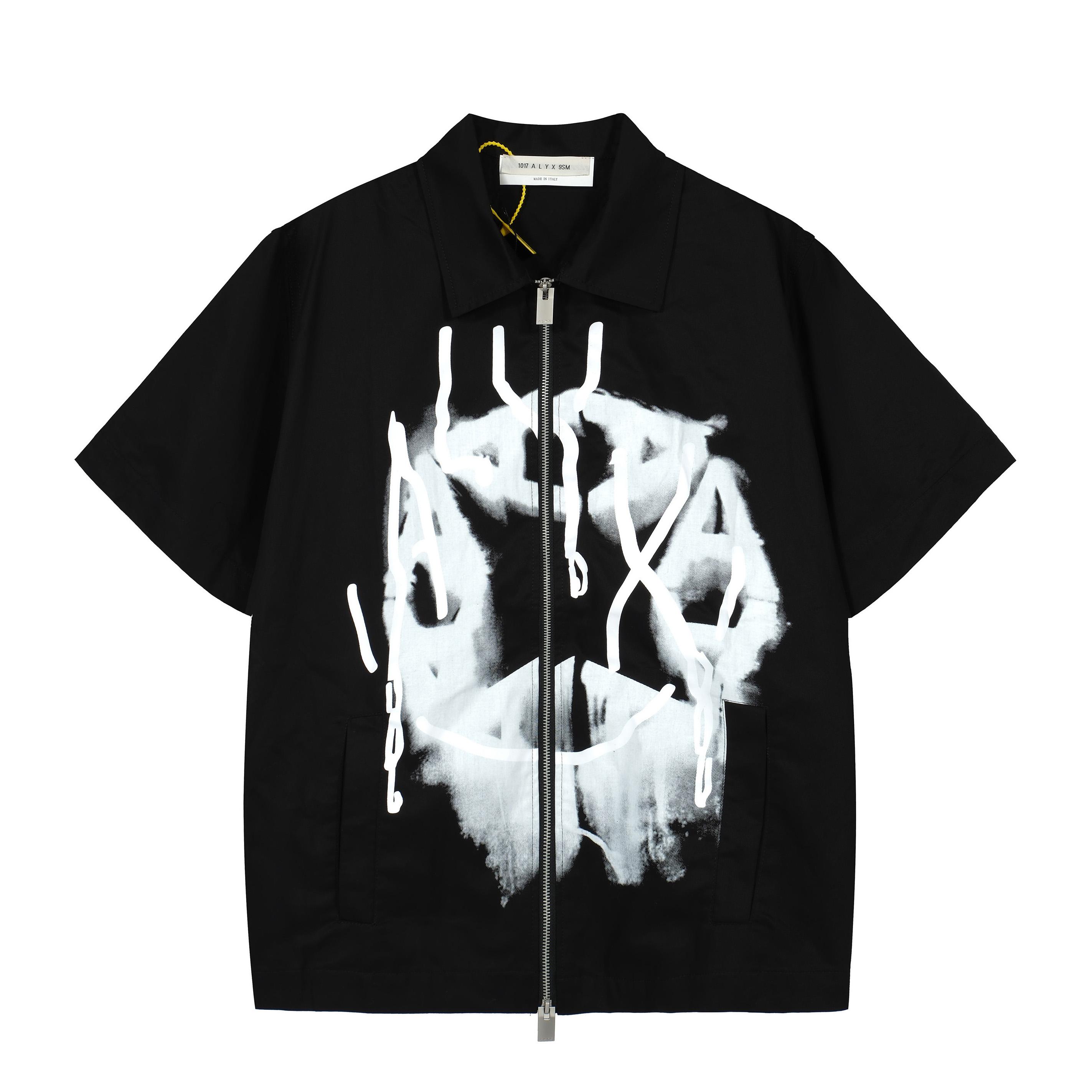 1017 ALYX 9SM Black Graffiti Zip-Up Shirt - SS24