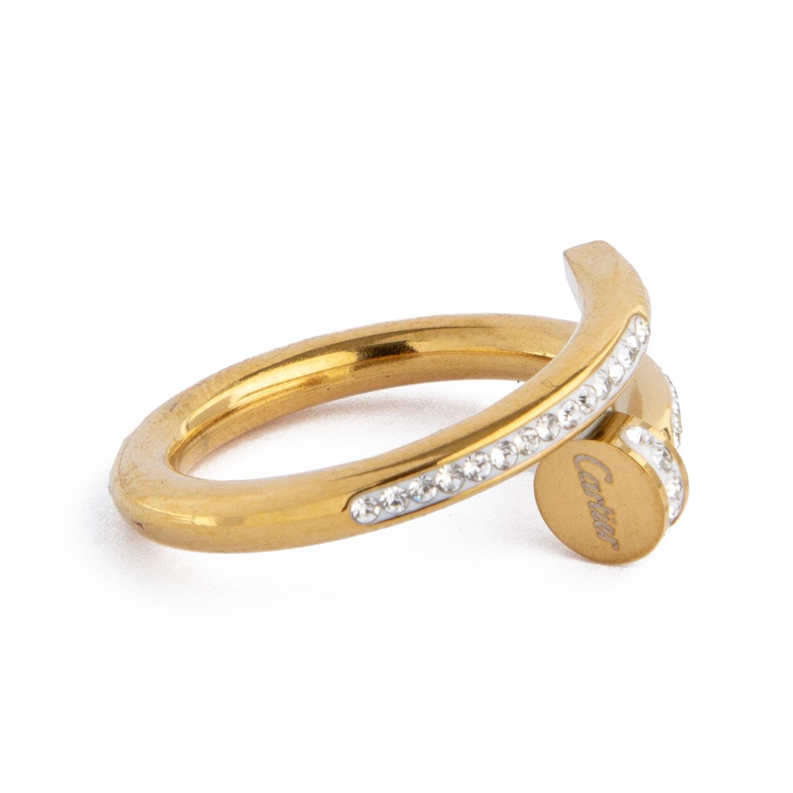 Cartier Inspired Nail Open Wrap Ring. Gold ring with crystal detail, nail design. Statement jewelry.