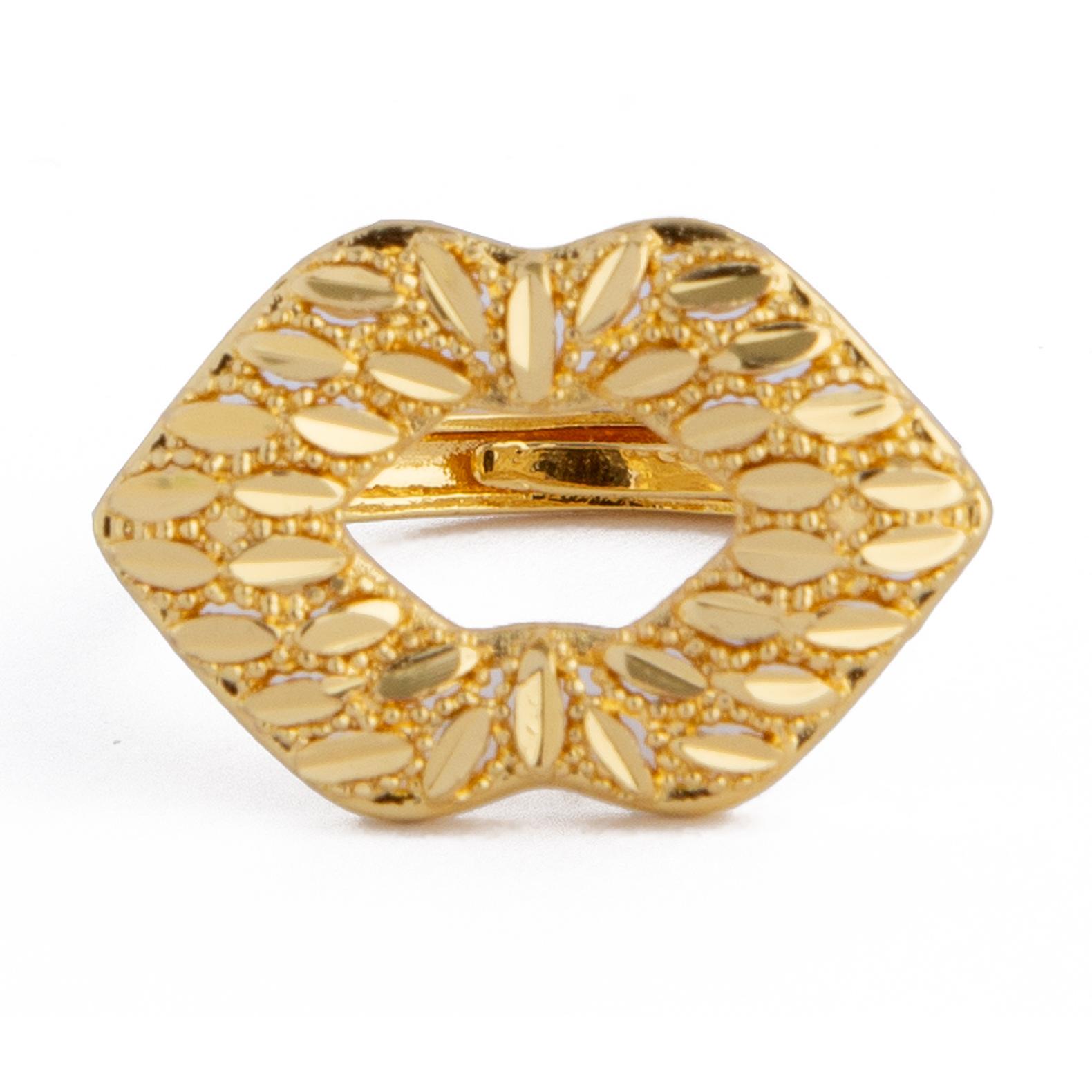 Bonnjerra Gold Plated Laser Cut Oval Steel Ring"
