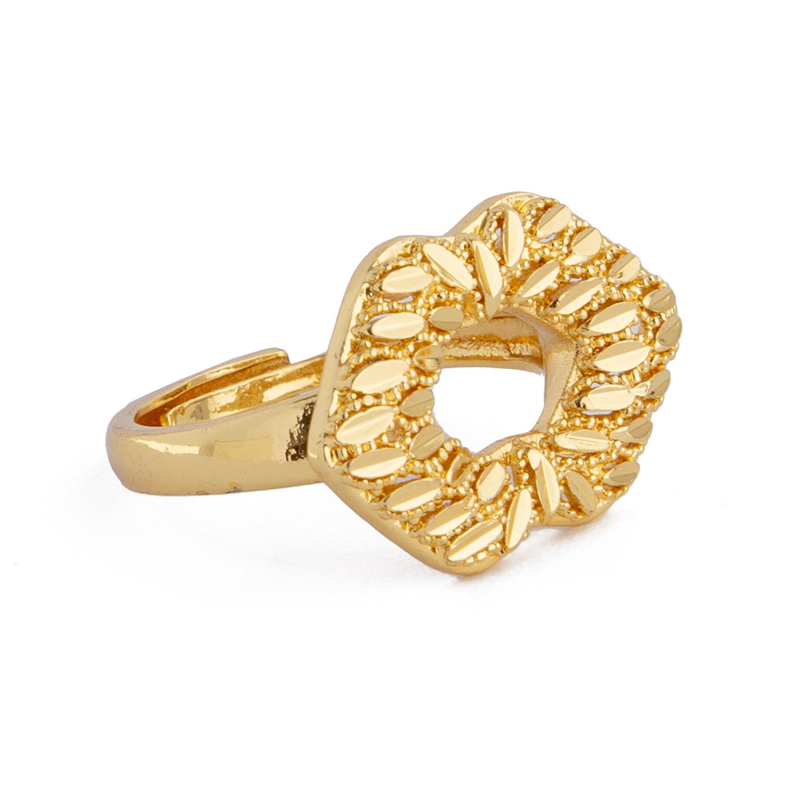 Bonnjerra Gold Plated Laser Cut Oval Steel Ring
