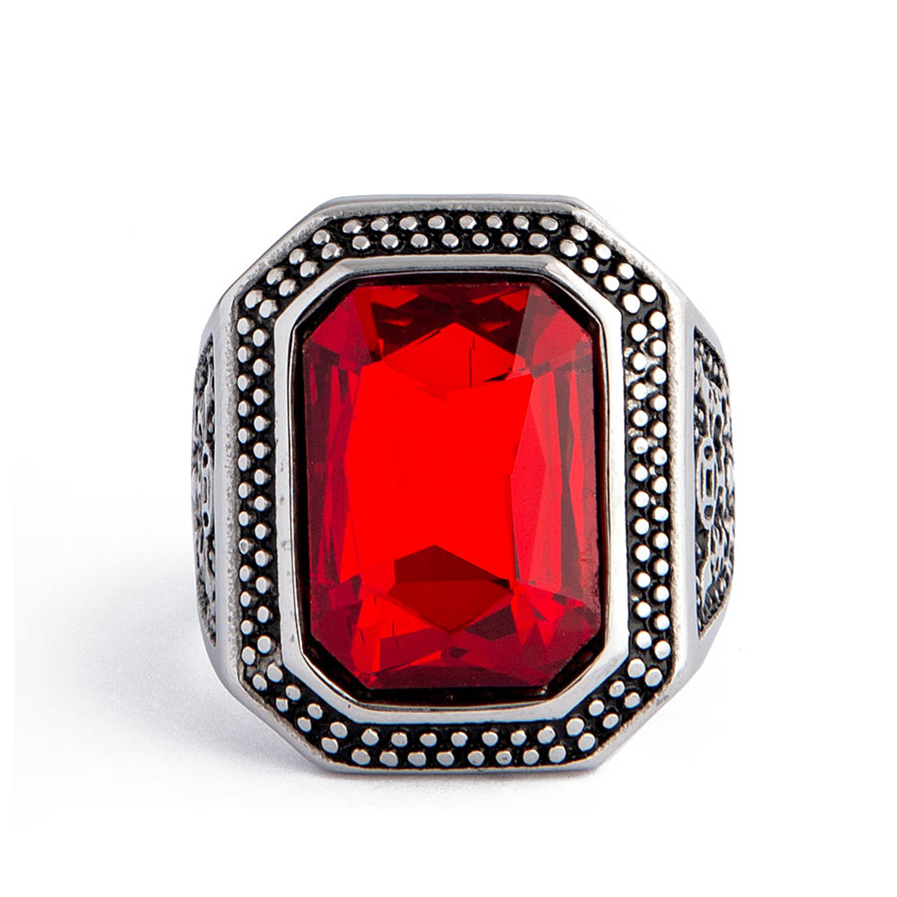 Rectangular Red Gemstone Statement Ring