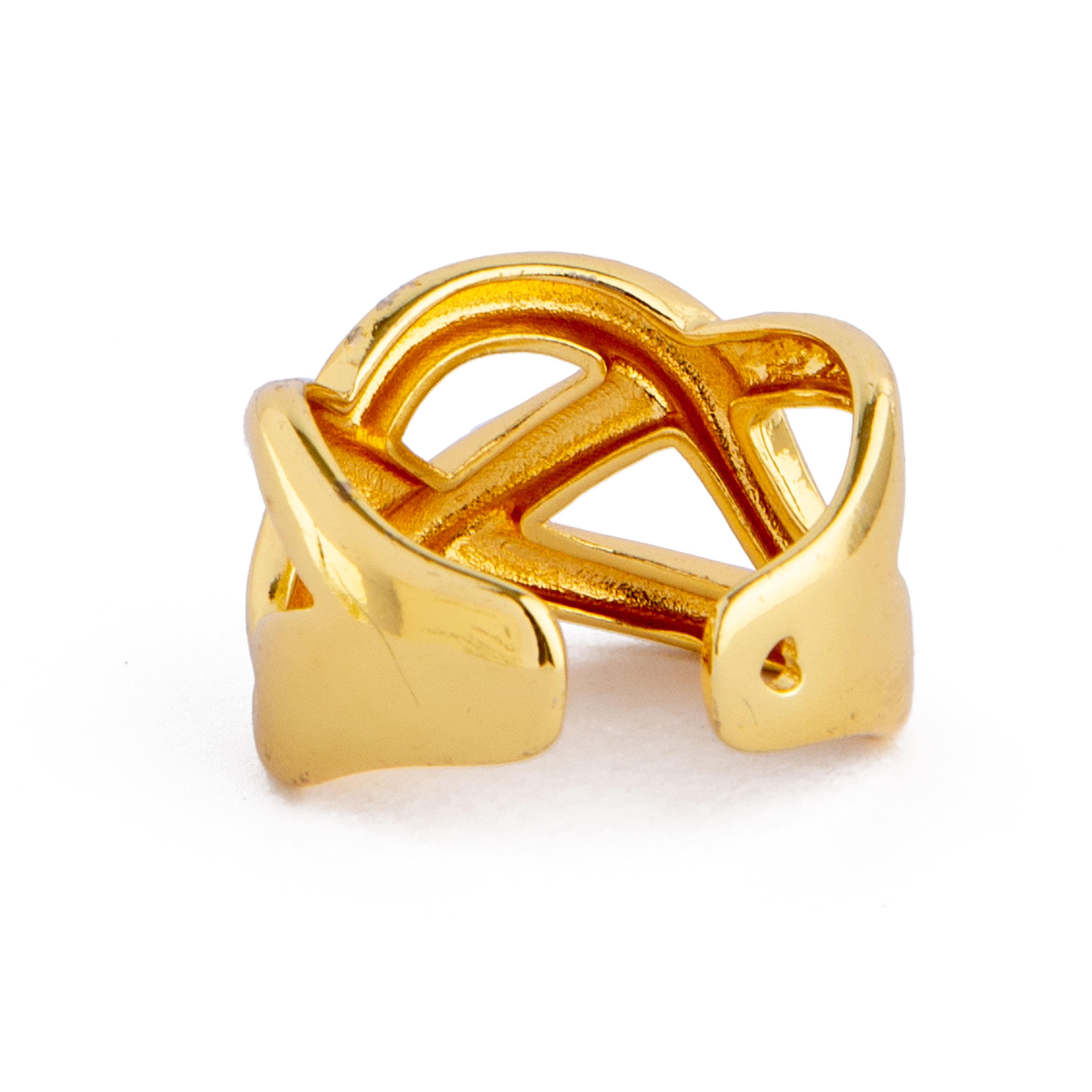 Bold criss-cross design gold statement ring for men and women