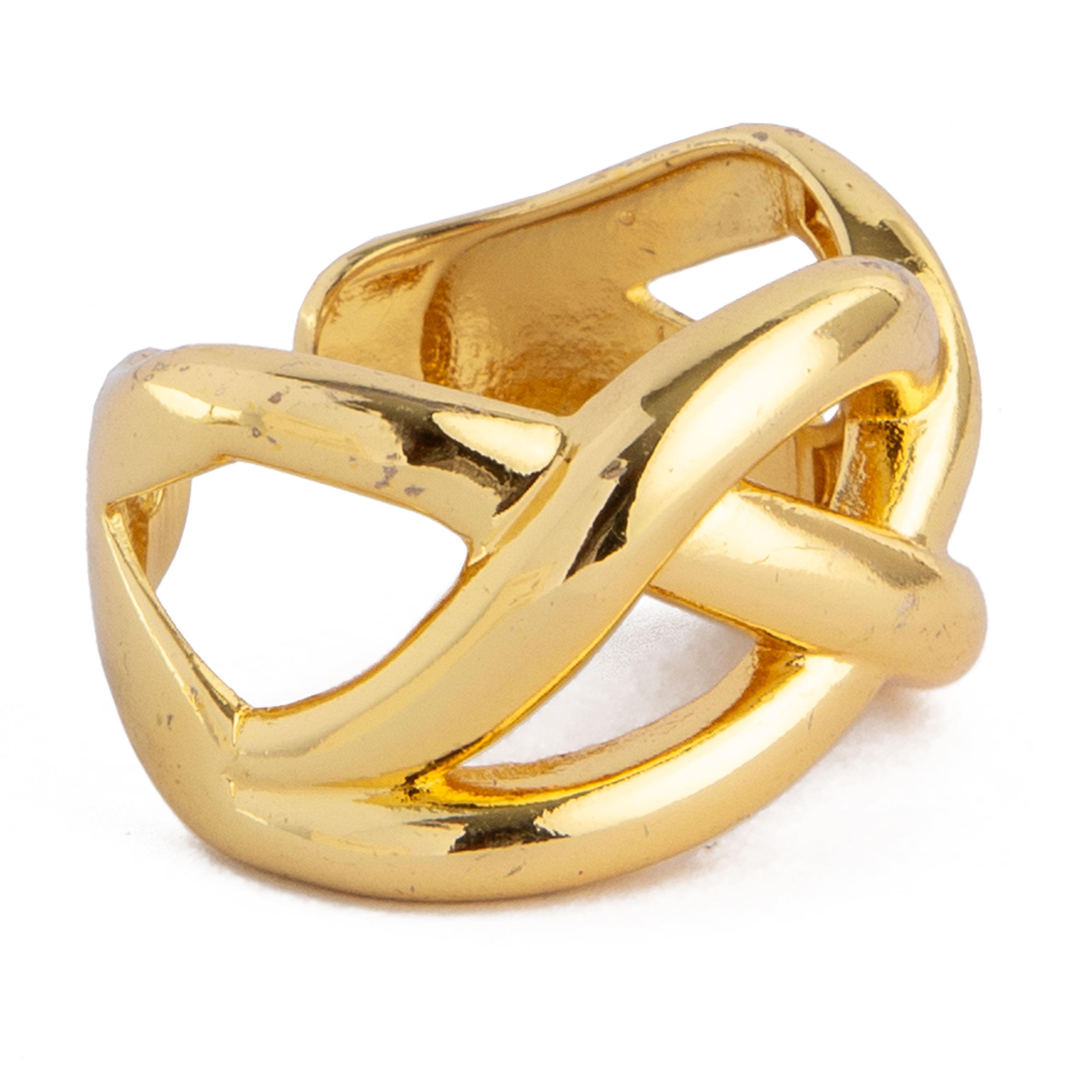 Bold criss-cross design gold statement ring for men and women