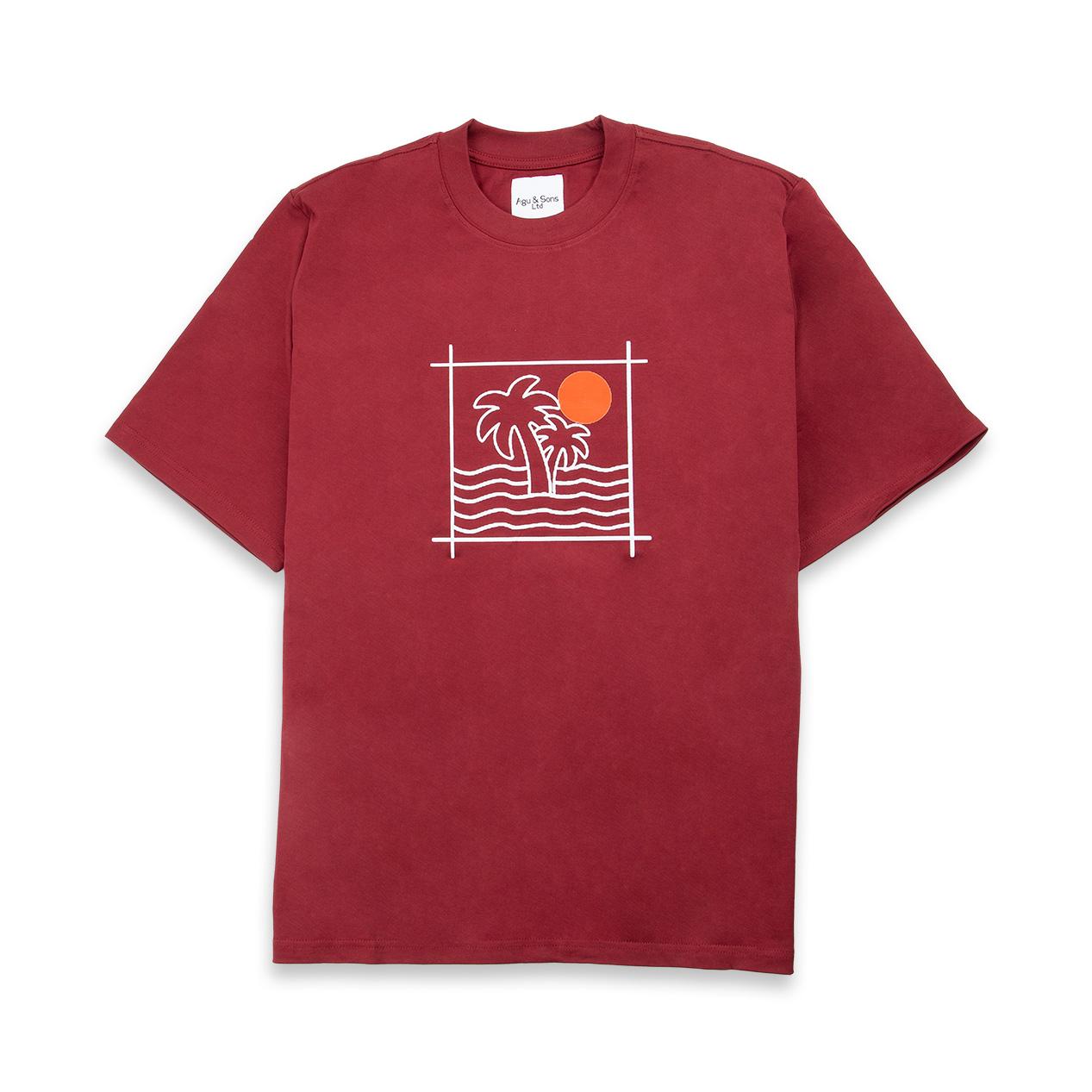 Agu & Sons Ltd Maroon Sunset Palm Graphic Unisex