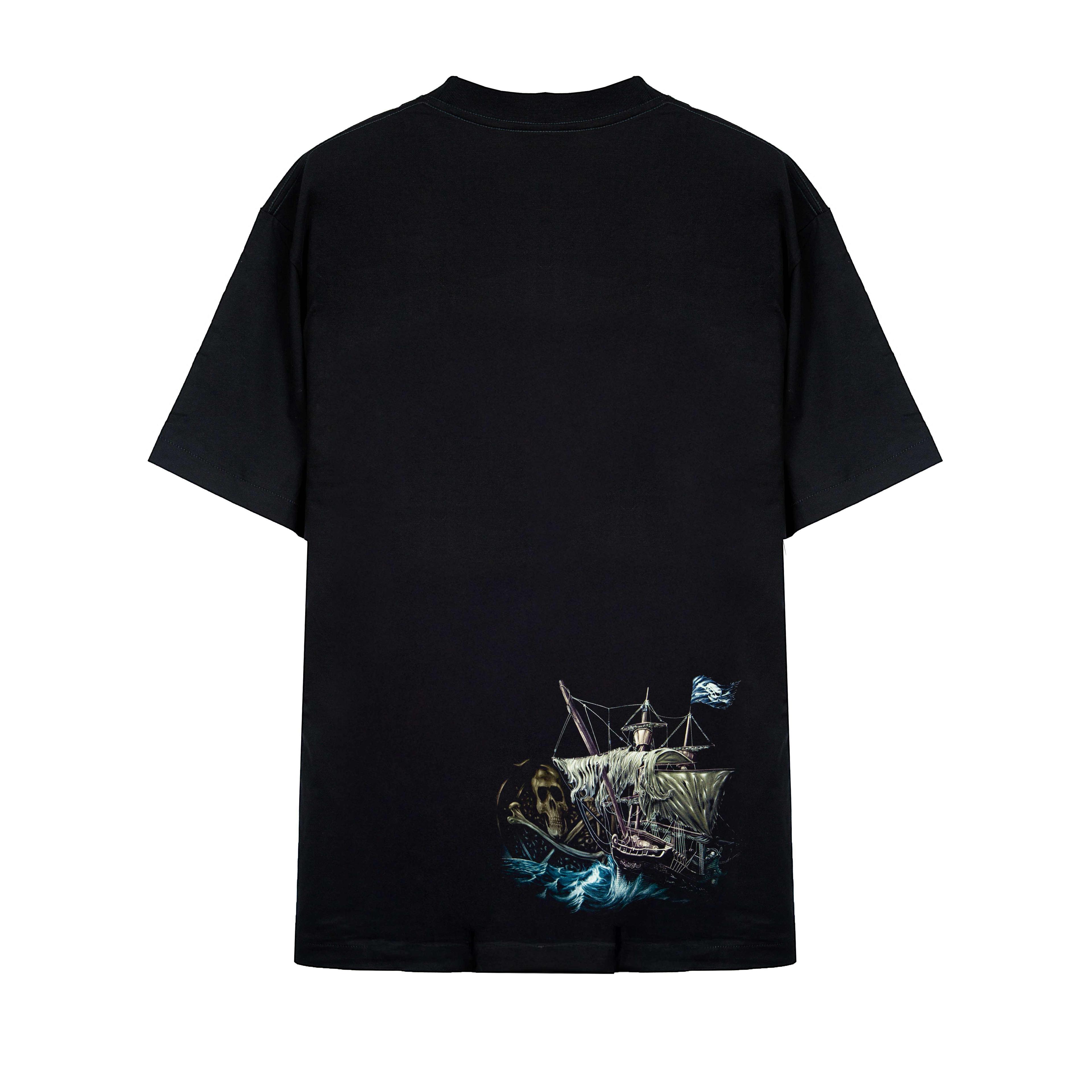 Rock Eagle Pirate Skull Ship Glow T-Shirt | Gothic Biker T-Shirt