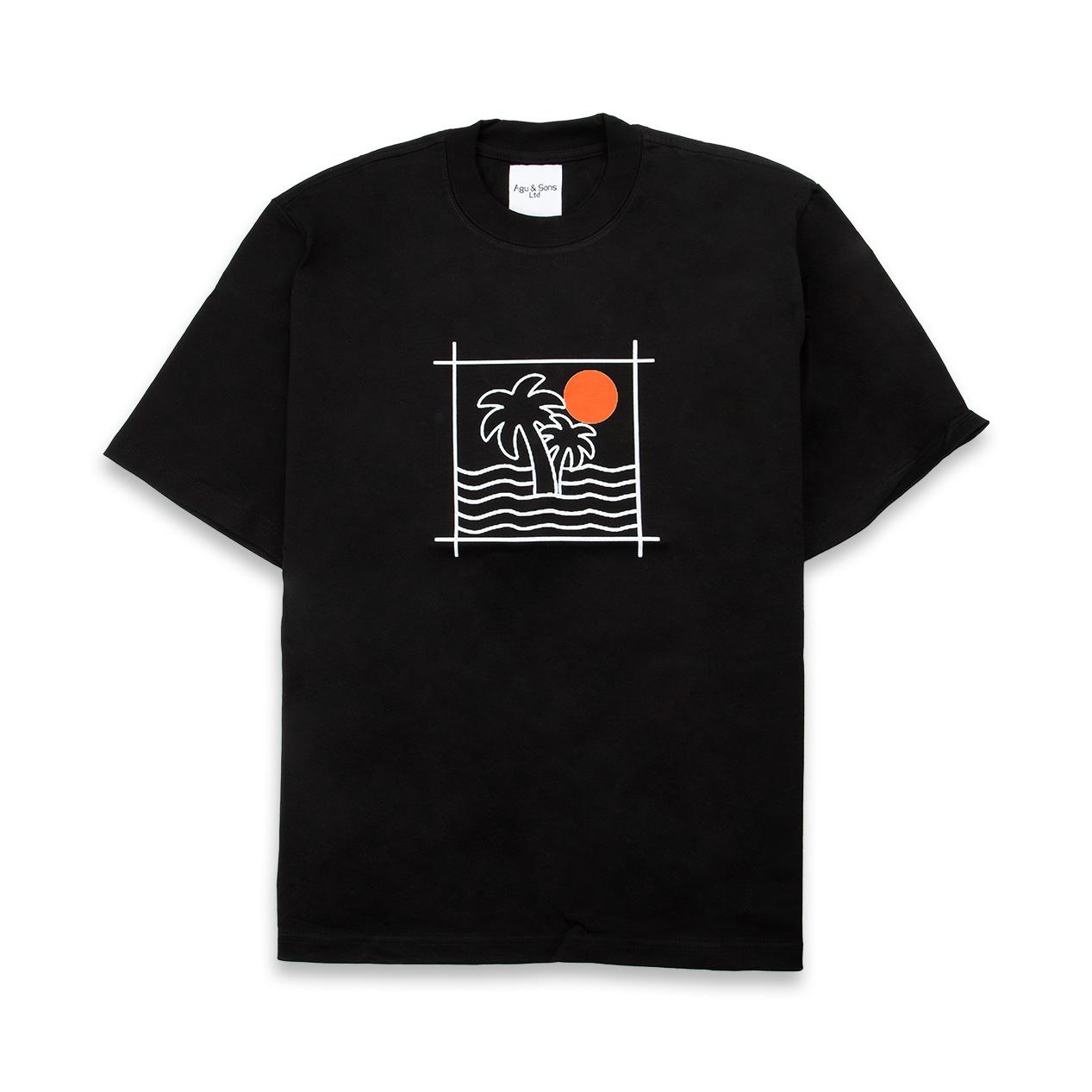 Agu & Sons Ltd Black Sunset Palm Graphic Unisex Tee