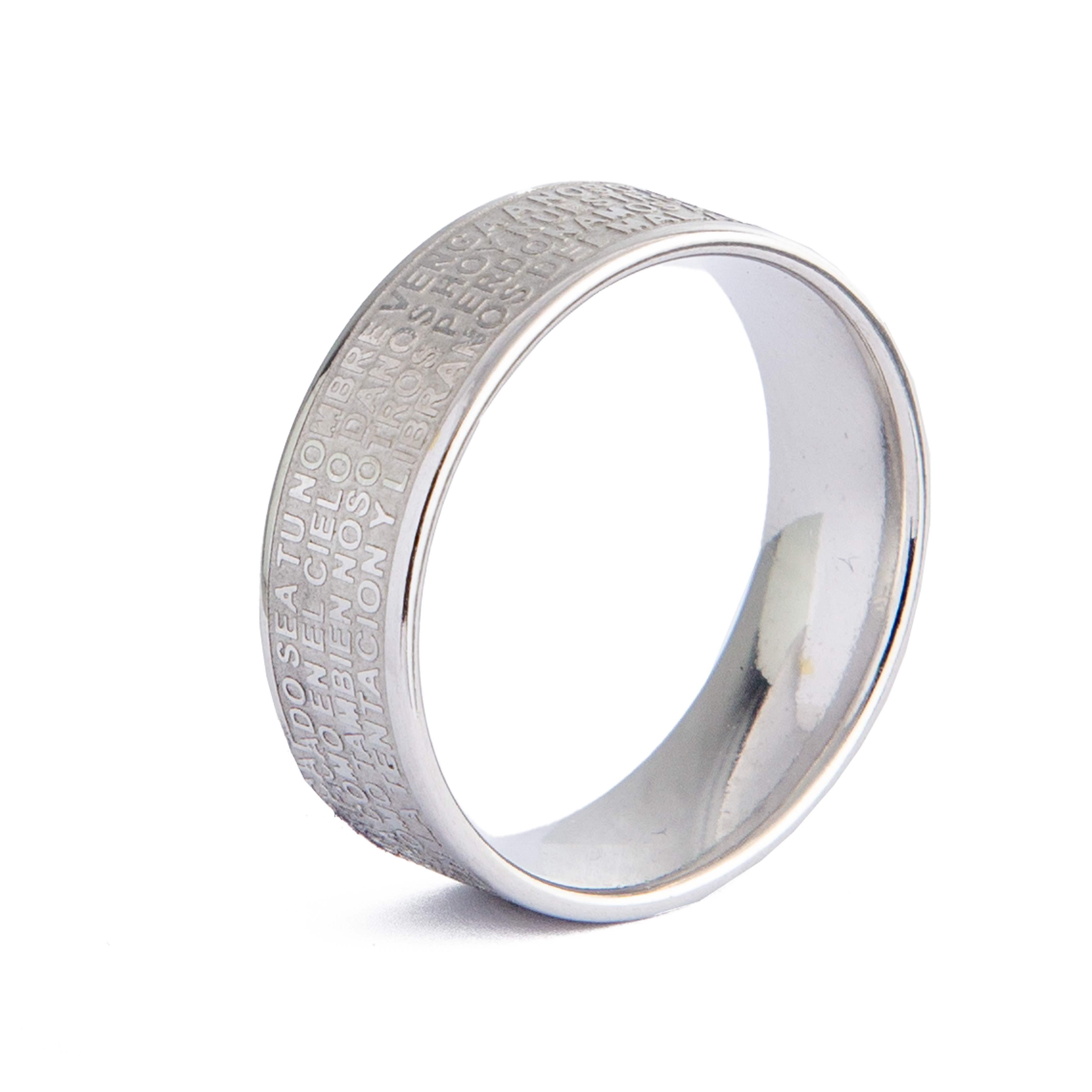 Engraved Prayer Ring, light metal band with non-English inscription.