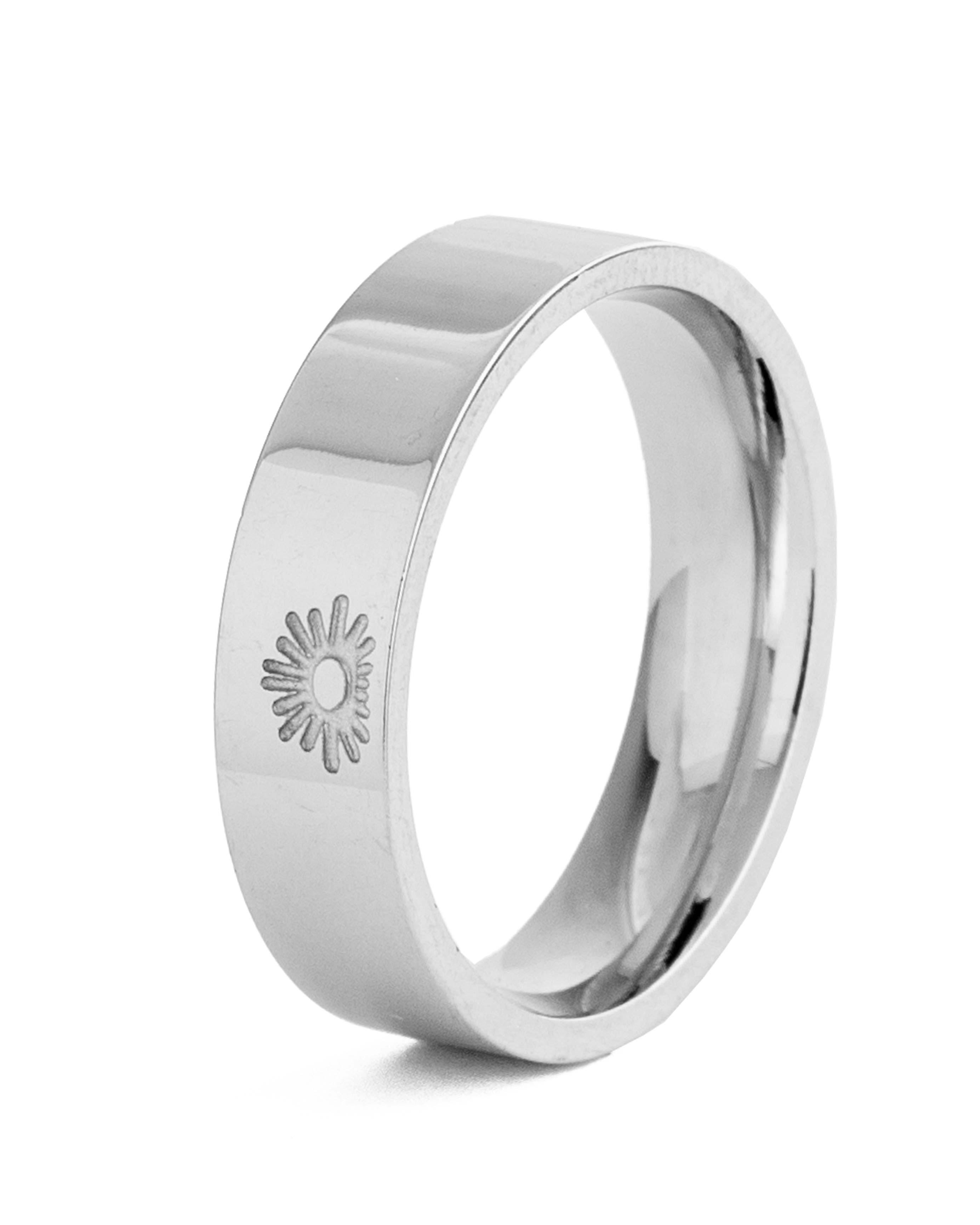Solar Engraved Band Ring, 11575- Silver