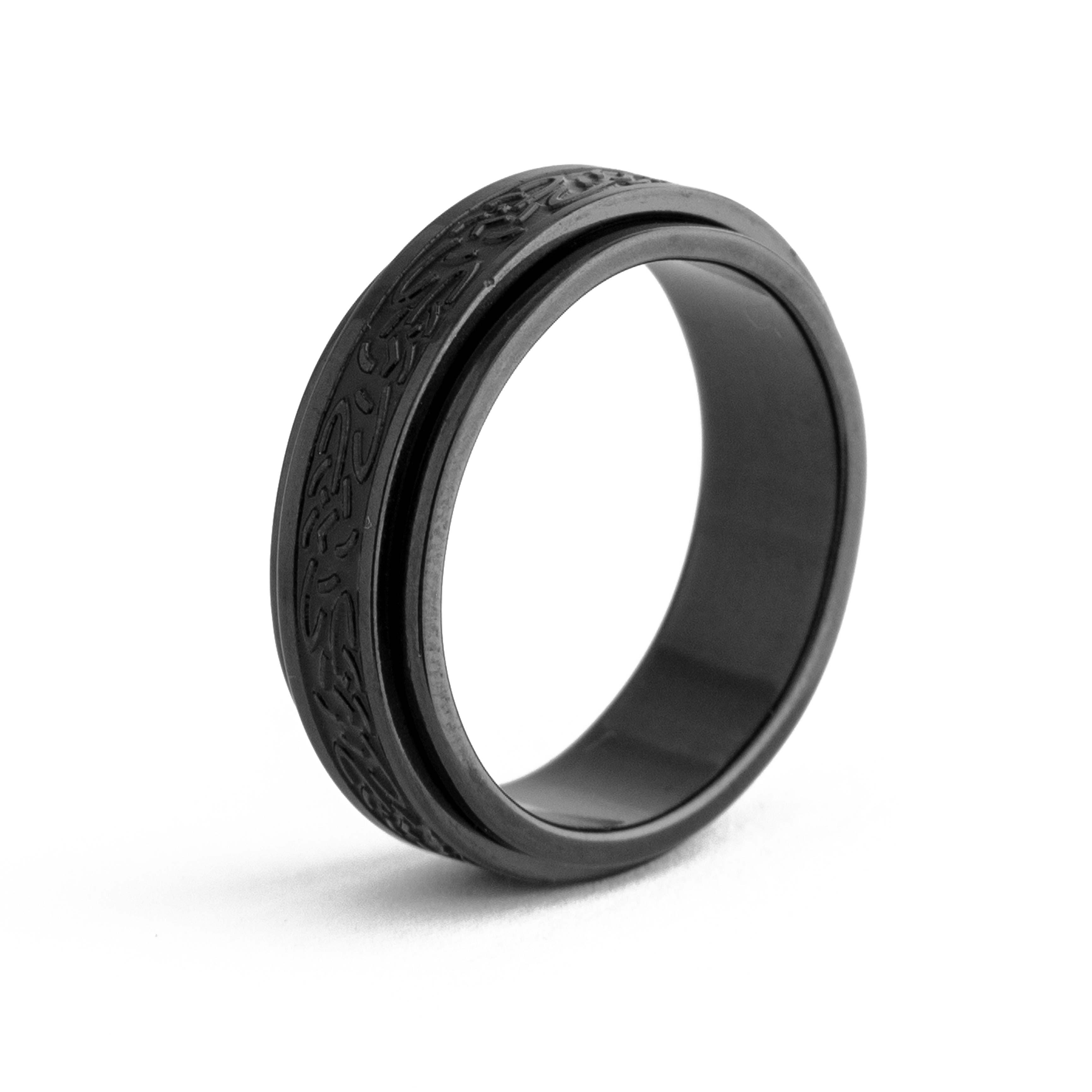 Edward Mirell Black Titanium Laser Design Ring