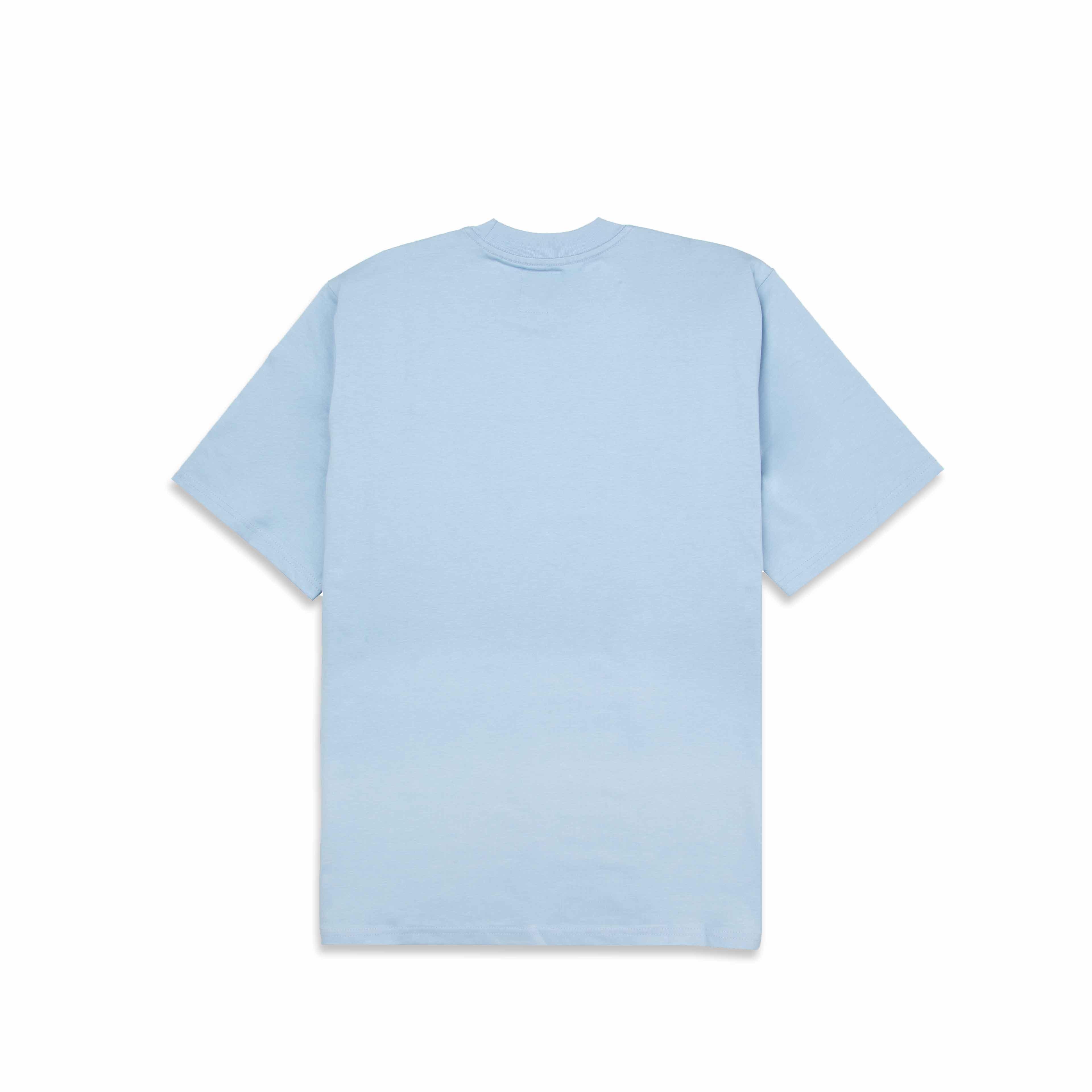 Light blue t-shirt with Mickey Mouse "See No Evil" graphic.