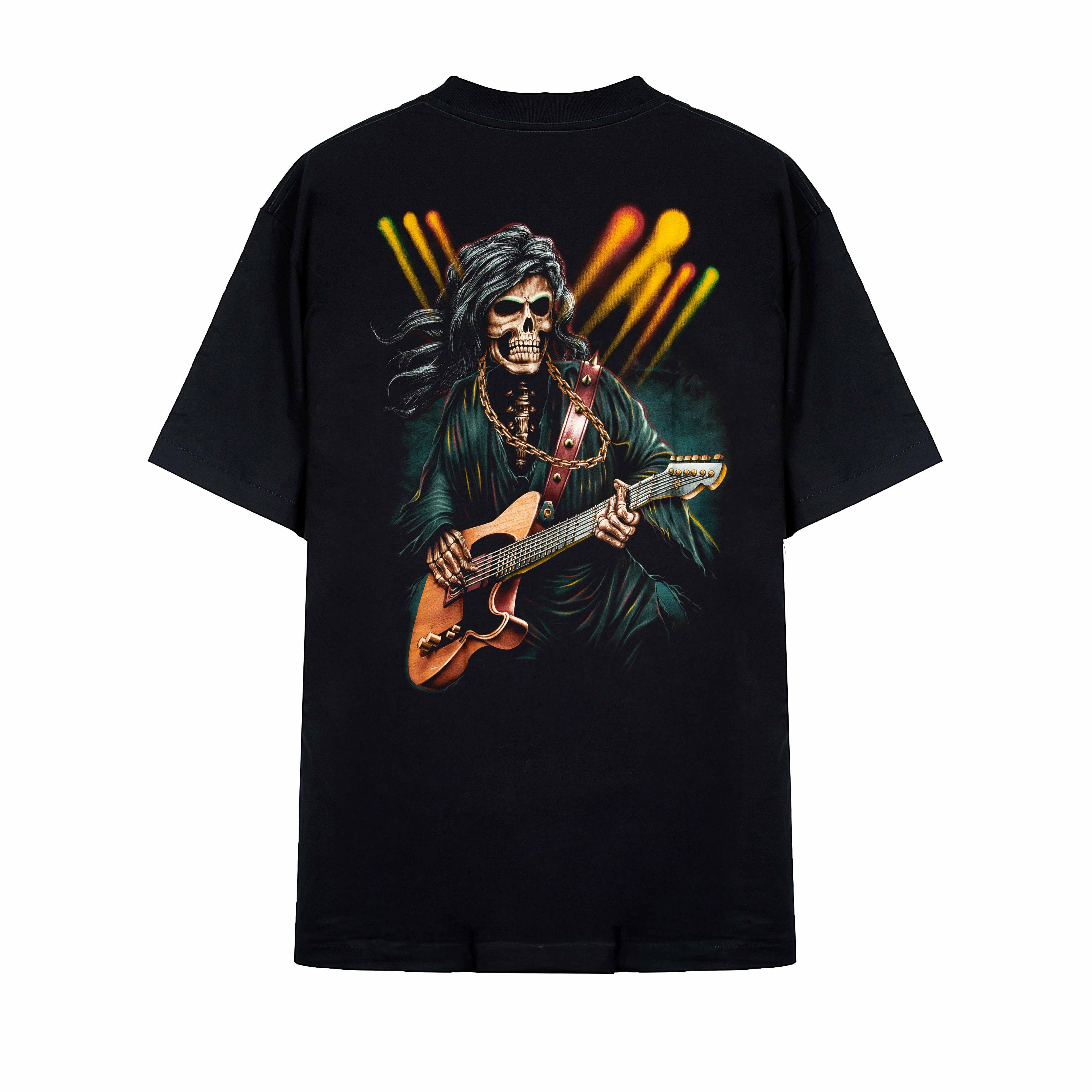 Rock Eagle Black Skeleton Guitar Rocker Unisex T-Shirt