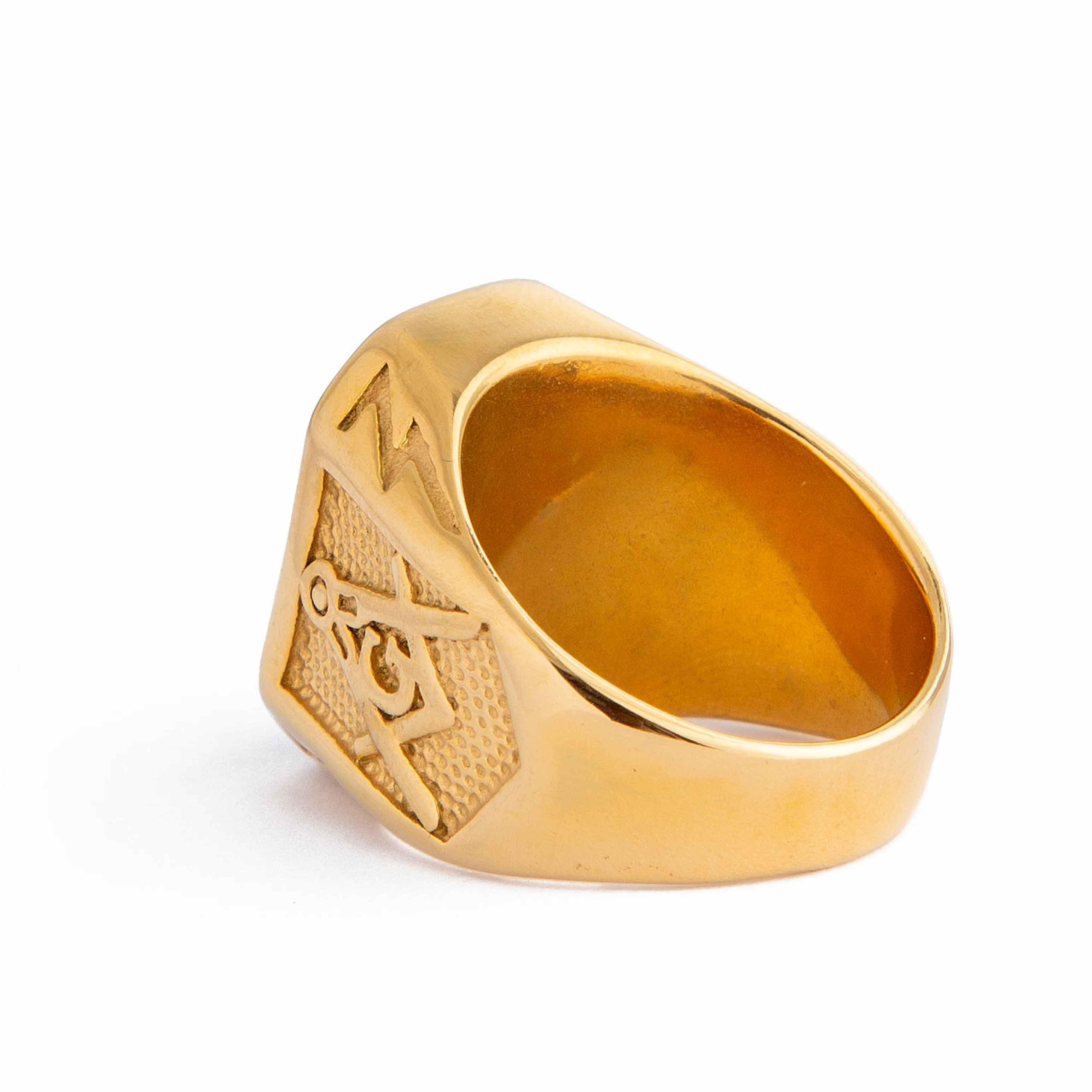 Rectangular Black Onyx Gold Statement Ring