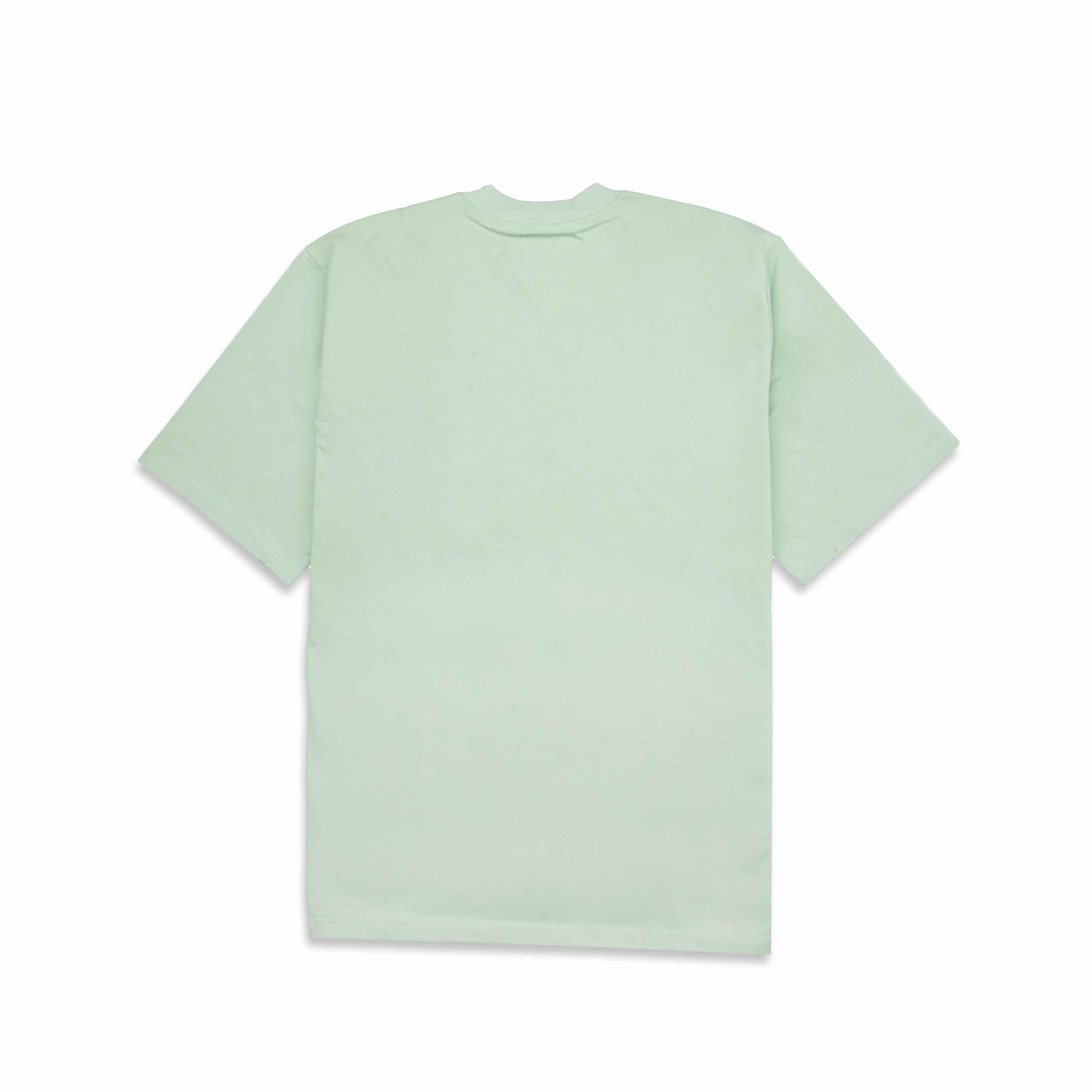 Minted Green t-shirt with mathematical clock face graphic.