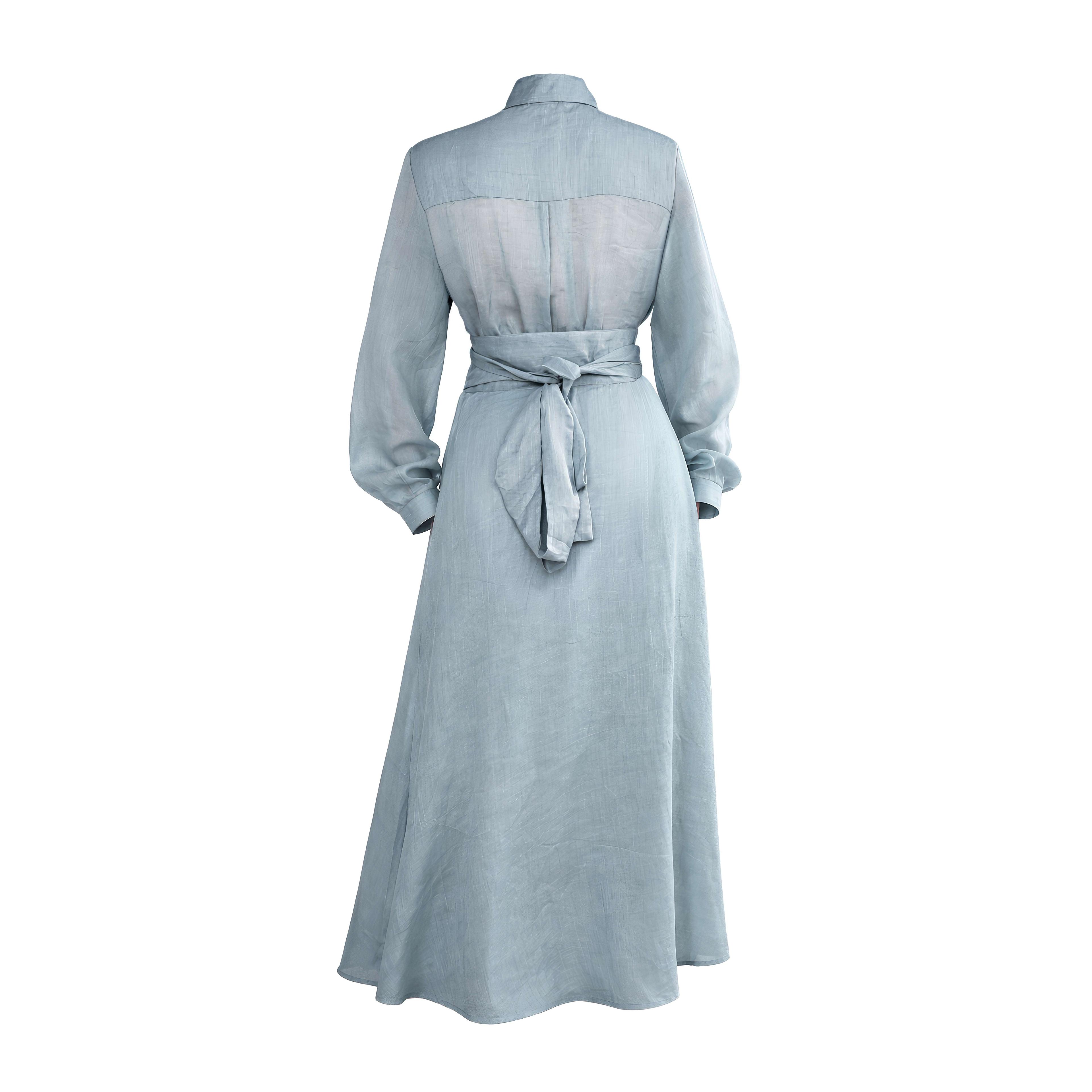 Azure Blue Linen Blouse & Maxi Skirt Set | Agu & Sons Ltd