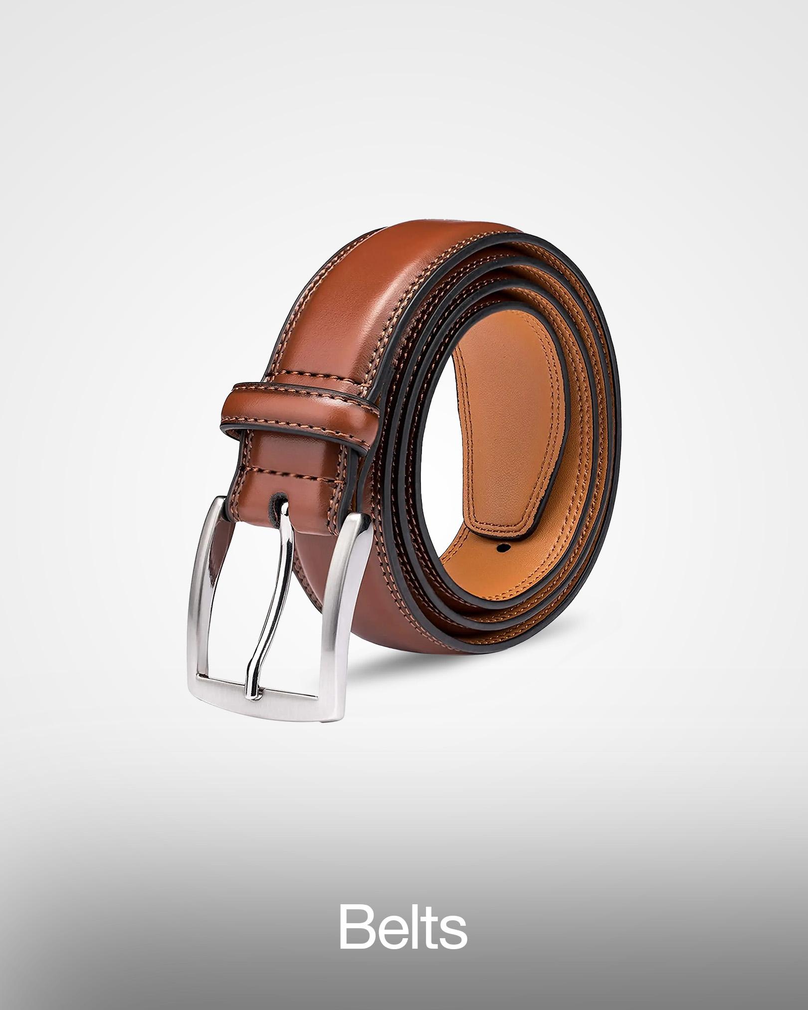 A stylish collection of belts featuring classic, casual, and statement designs crafted from premium materials like leather, fabric, and metal accents for men 