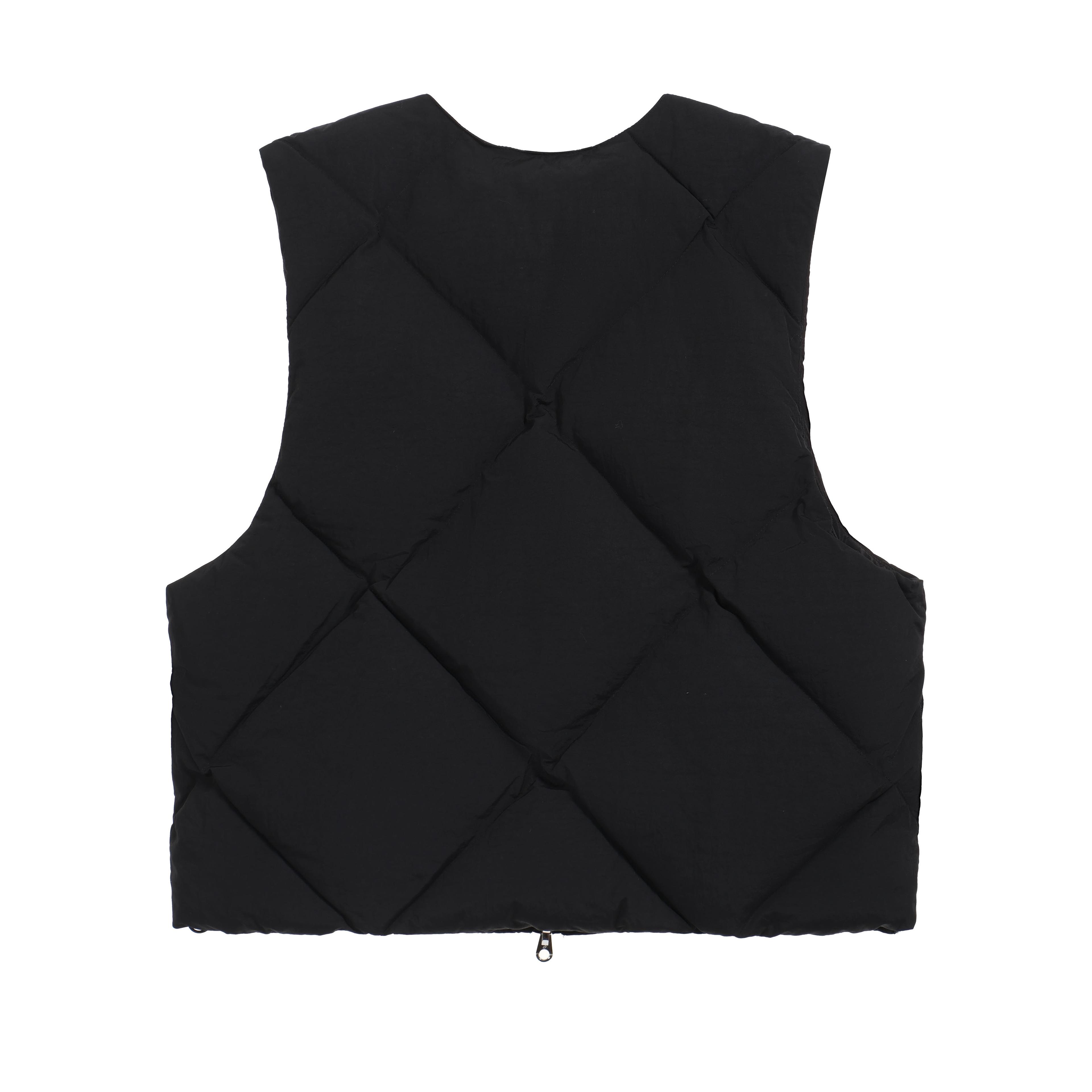 Black Diamond Quilted Vest - Sleeveless Zip-Up Gilet