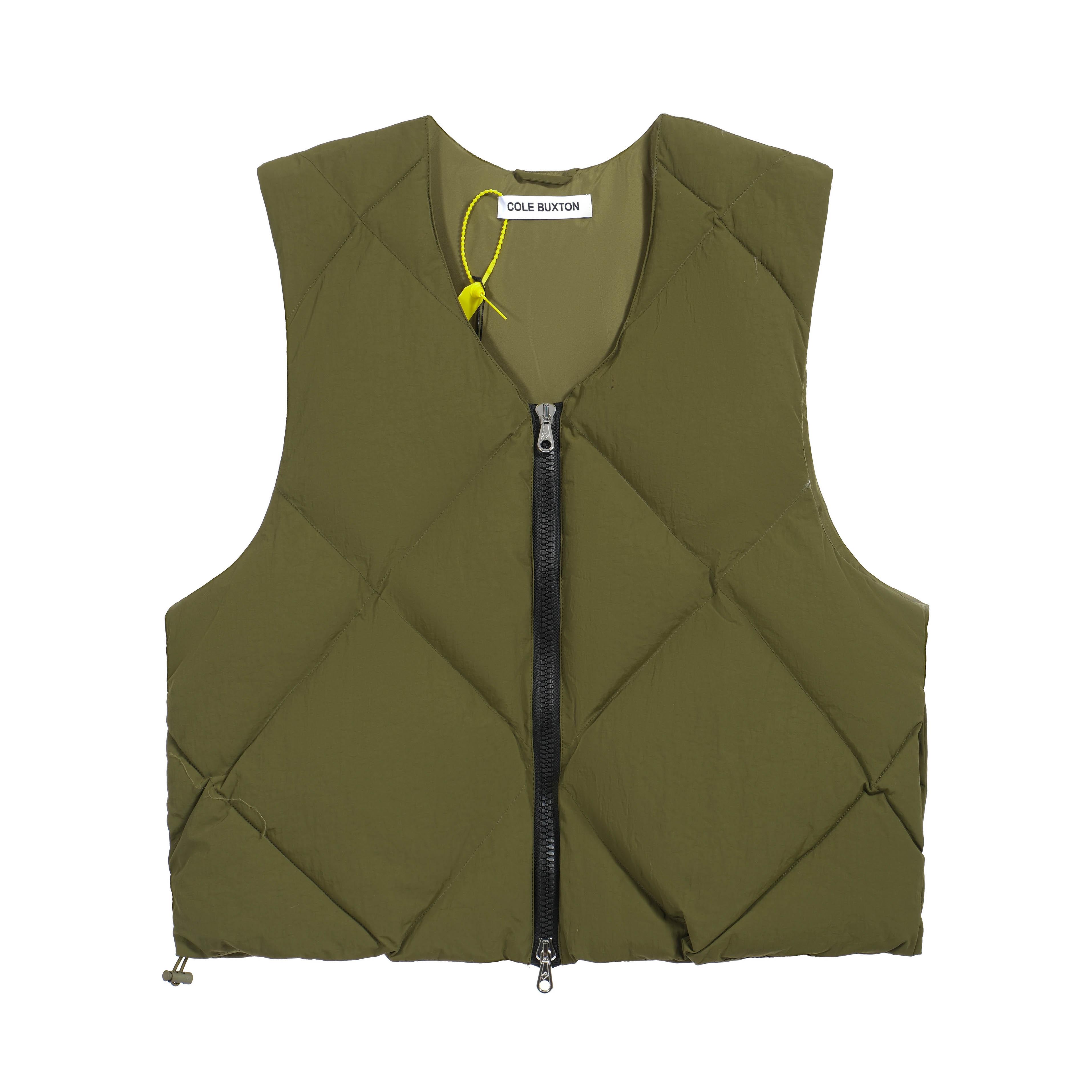 Olive Green Diamond Quilted Down Vest - Cole Buxton Gilet