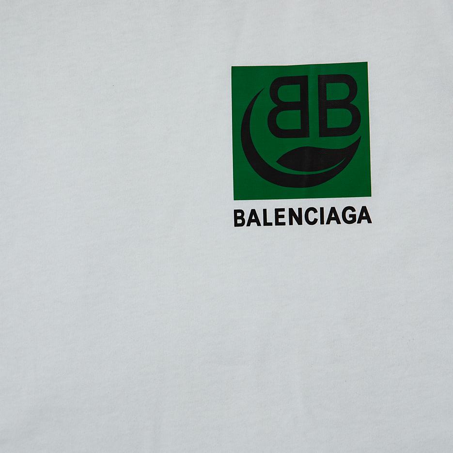This is a premium, short-sleeved t-shirt from the luxury fashion house Balenciaga.