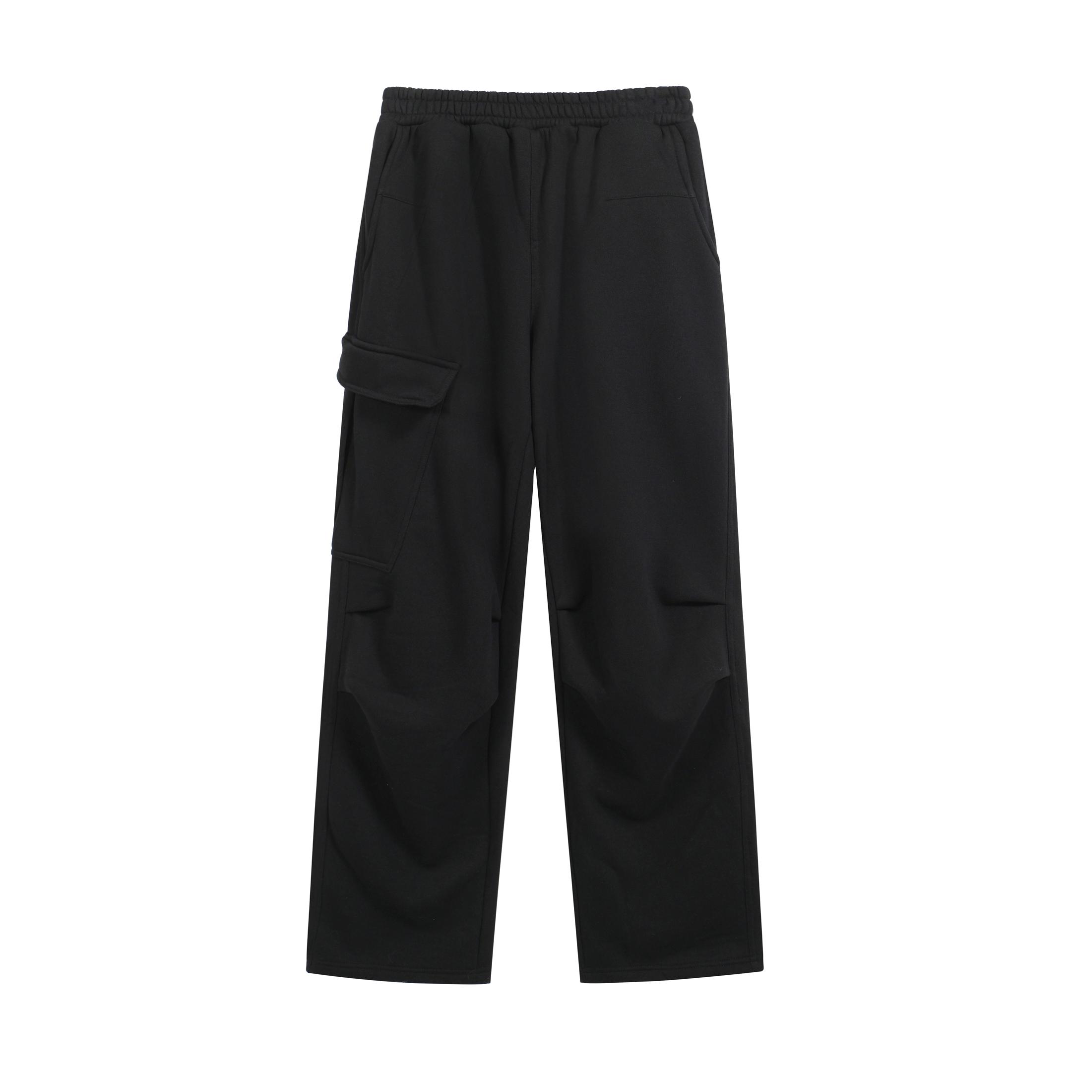 FFW Wide-Leg Black Panel Cargo Sweatpants