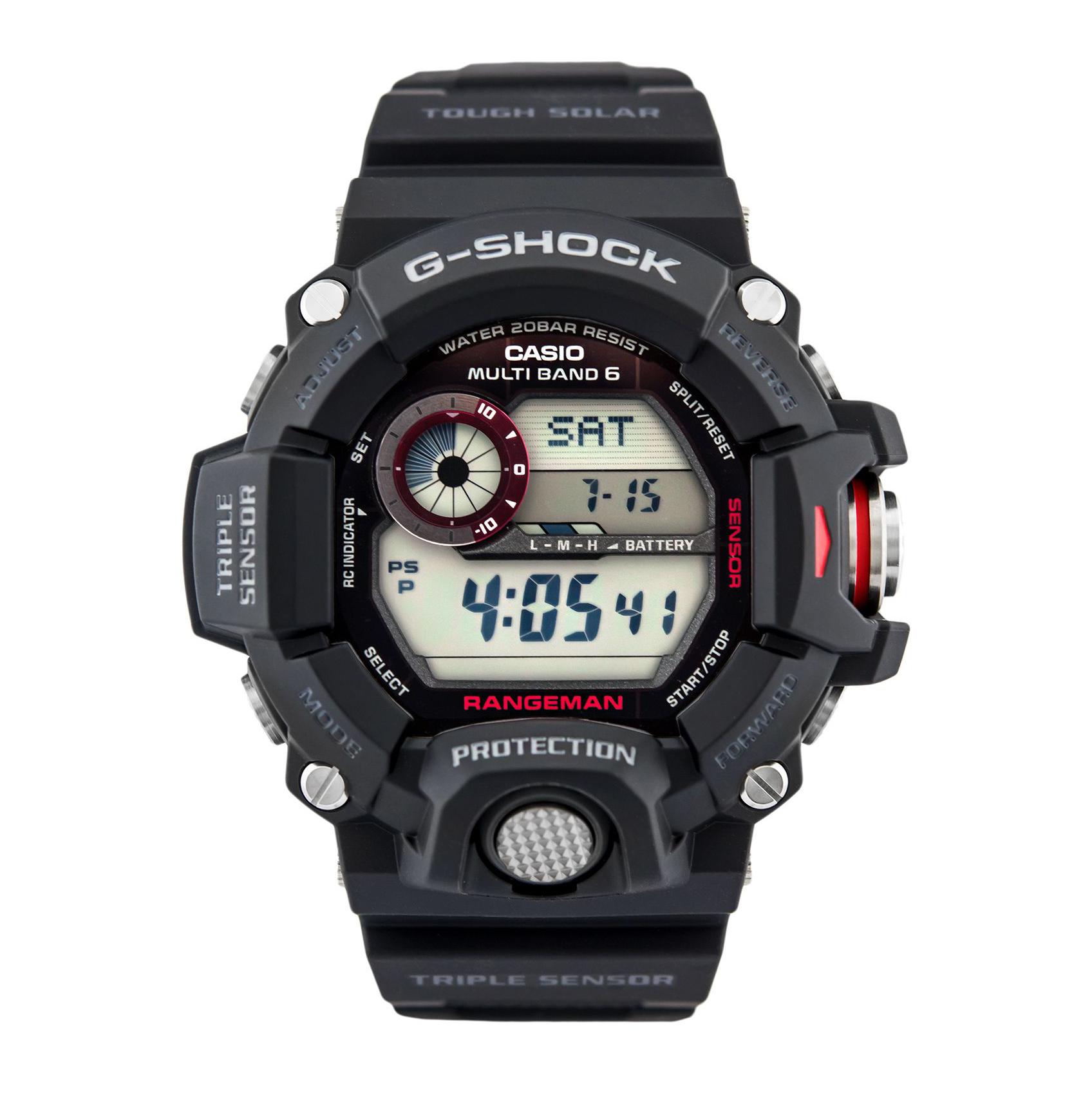 Casio G-SHOCK Rangeman GW-9400: Rugged digital watch with solar power and triple sensor.