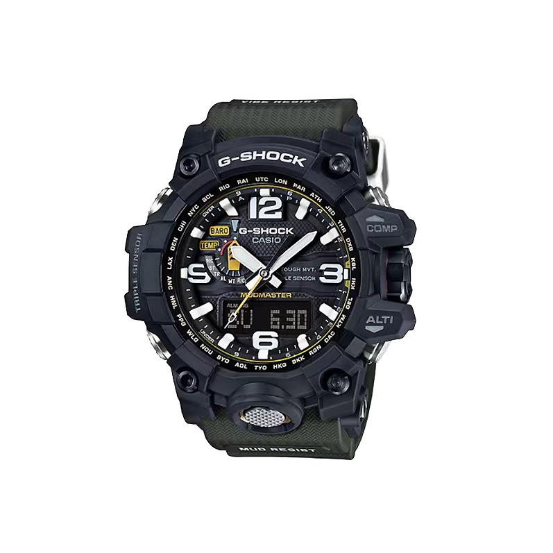 Casio G-Shock Mudmaster GG-B100-1A3DR Watch. Black & green, Triple Sensor, Bluetooth. Rugged outdoor watch.