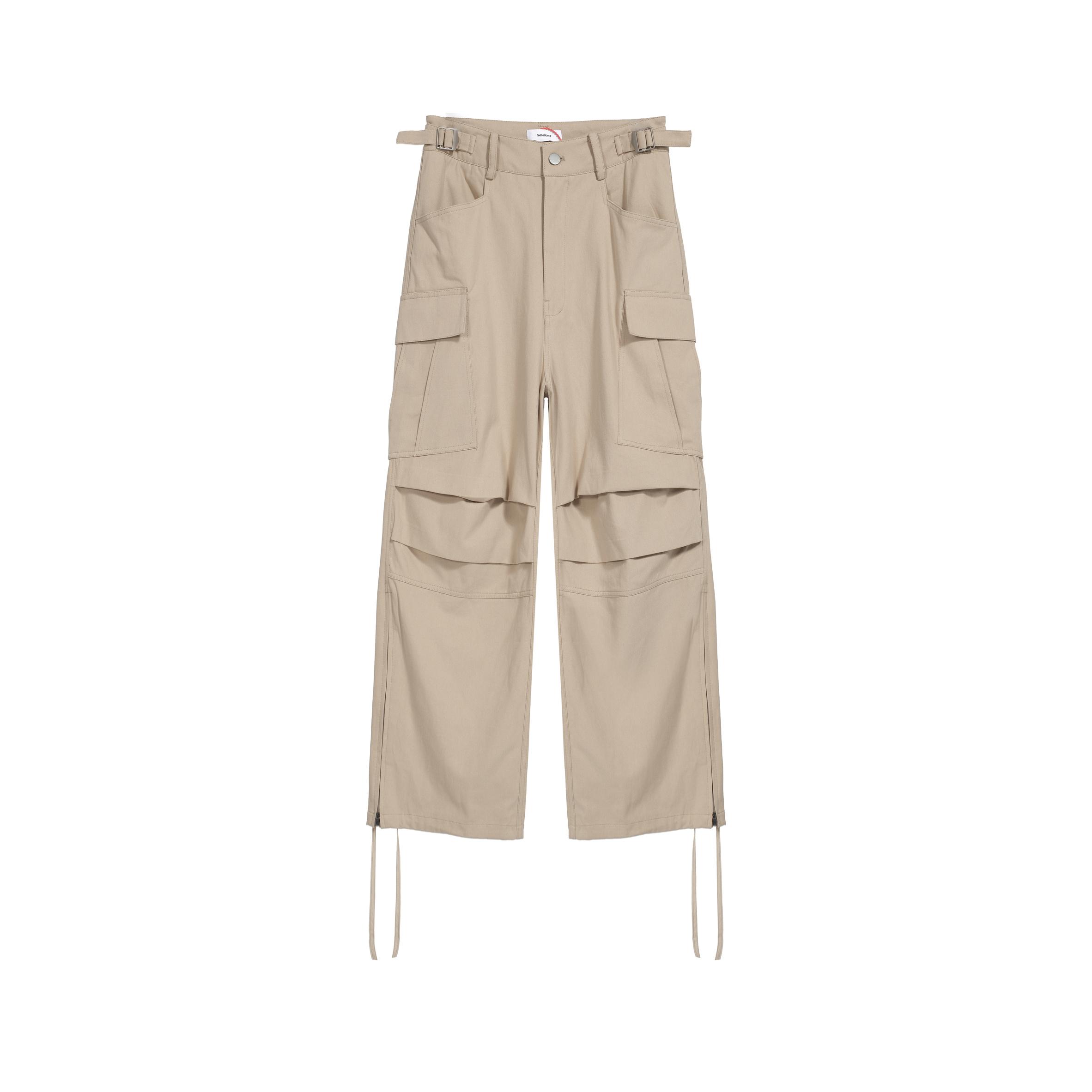 NONNOD Wide-Leg Beige Layered Pocket Cargo Pants