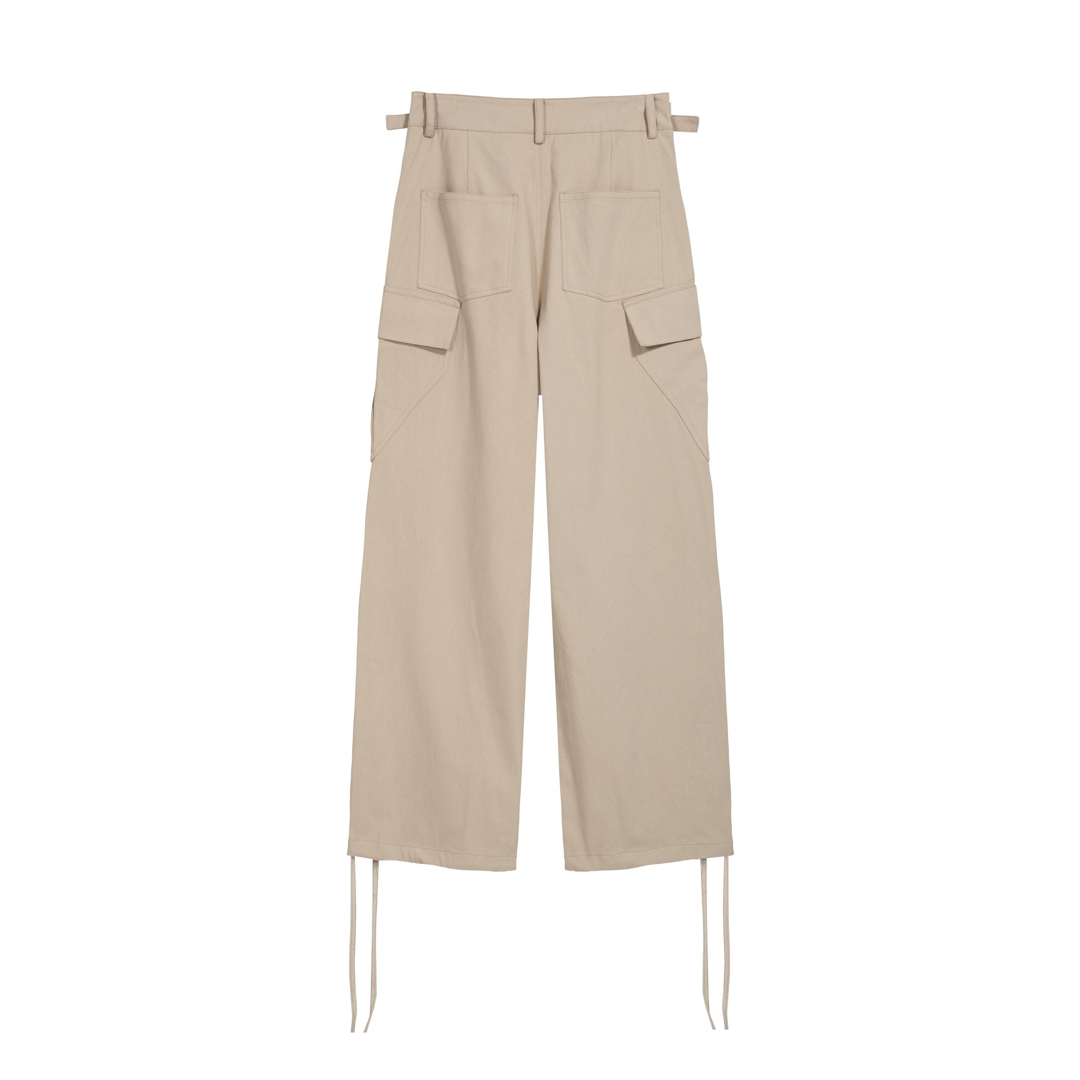 NONNOD Wide-Leg Beige Layered Pocket Cargo Pants