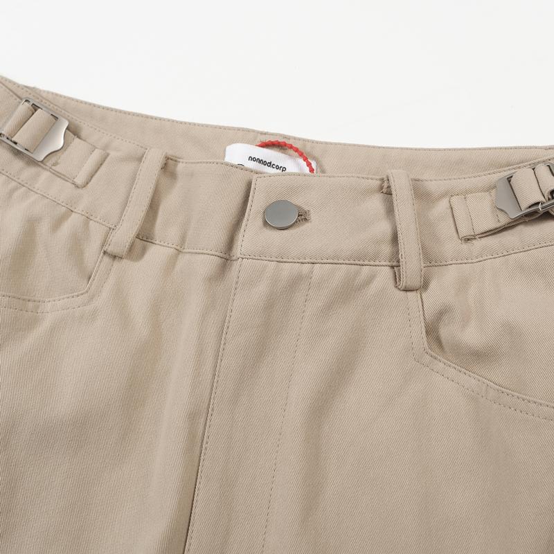 NONNOD Wide-Leg Beige Layered Pocket Cargo Pants