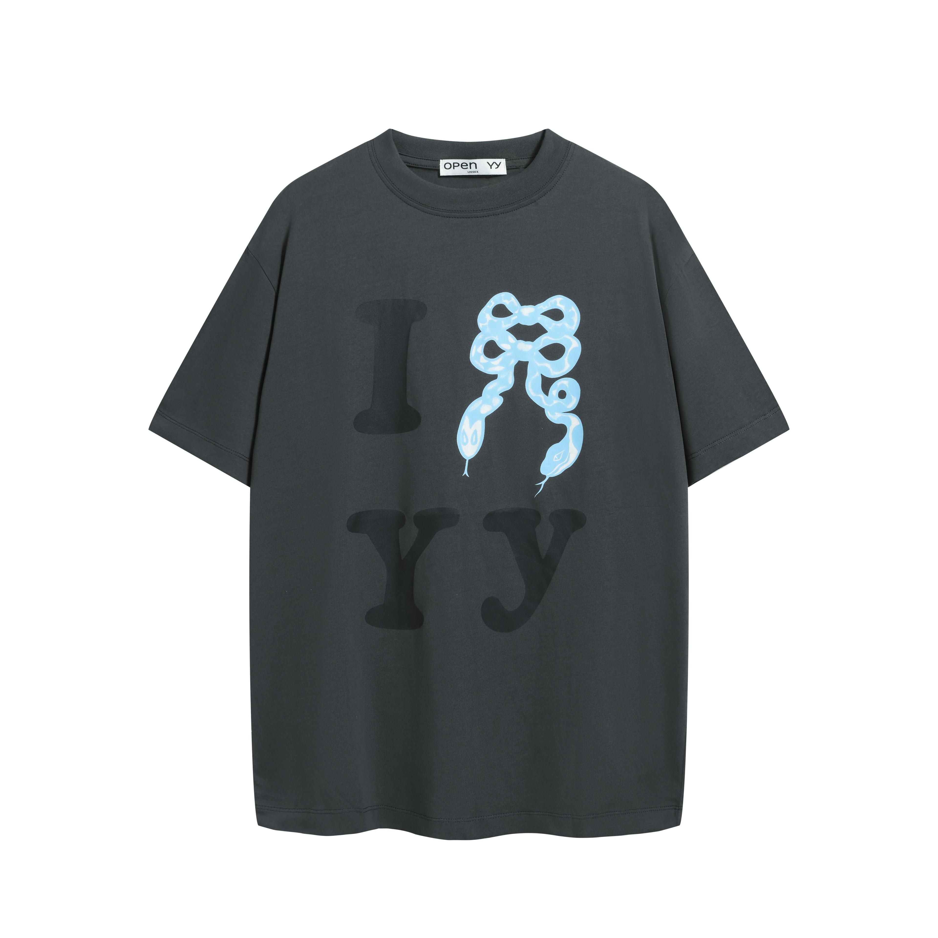 OPEN YY 'I Love YY' Snake Graphic Oversized T-Shirt