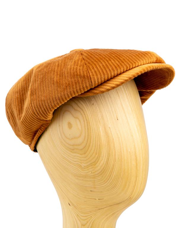 Cloth papa cap Flat Cap, tan corduroy, men's headwear, classic style, durable, comfortable, stylish.