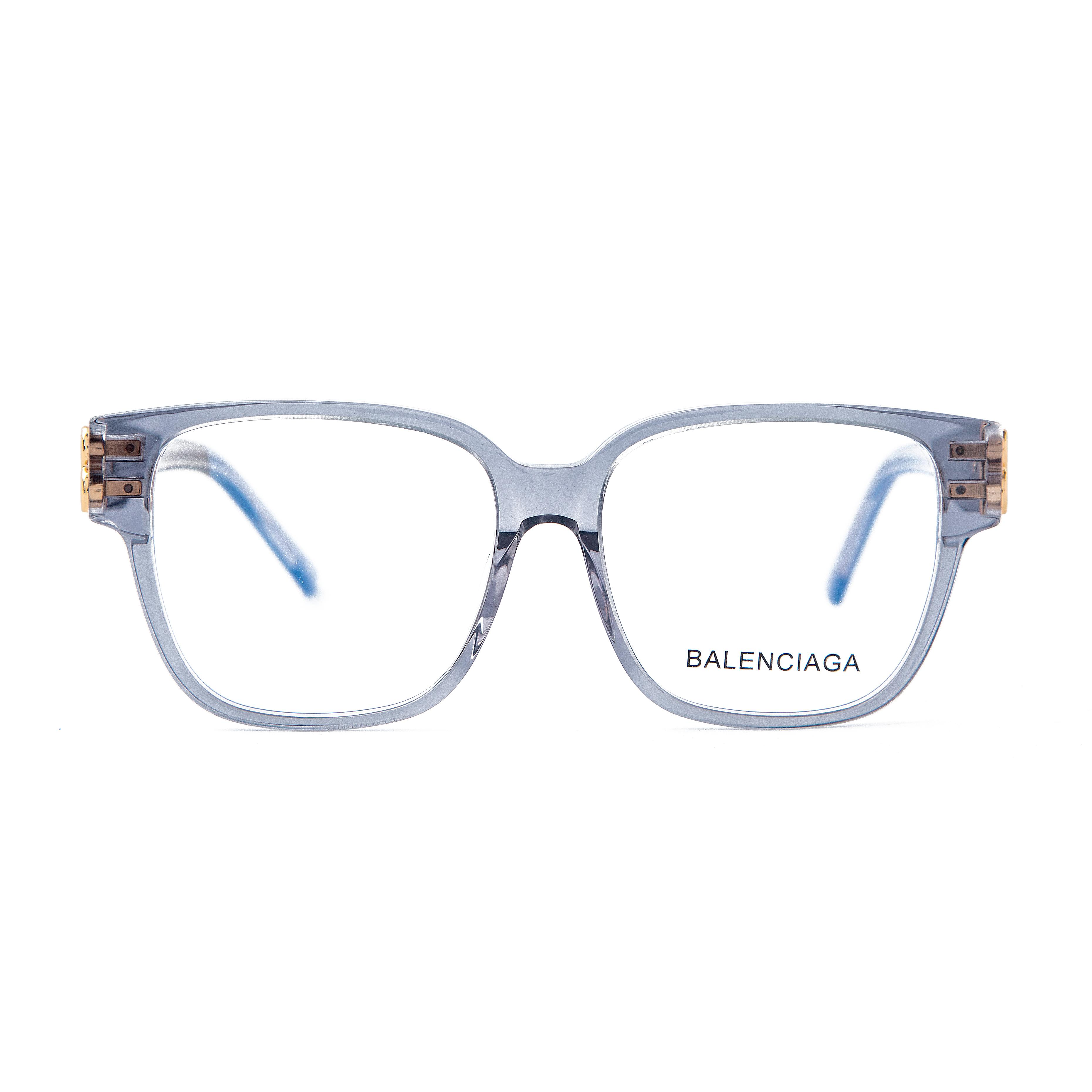 Balenciaga Crystal Grey Frame Glasses with Gold BB Detailing
