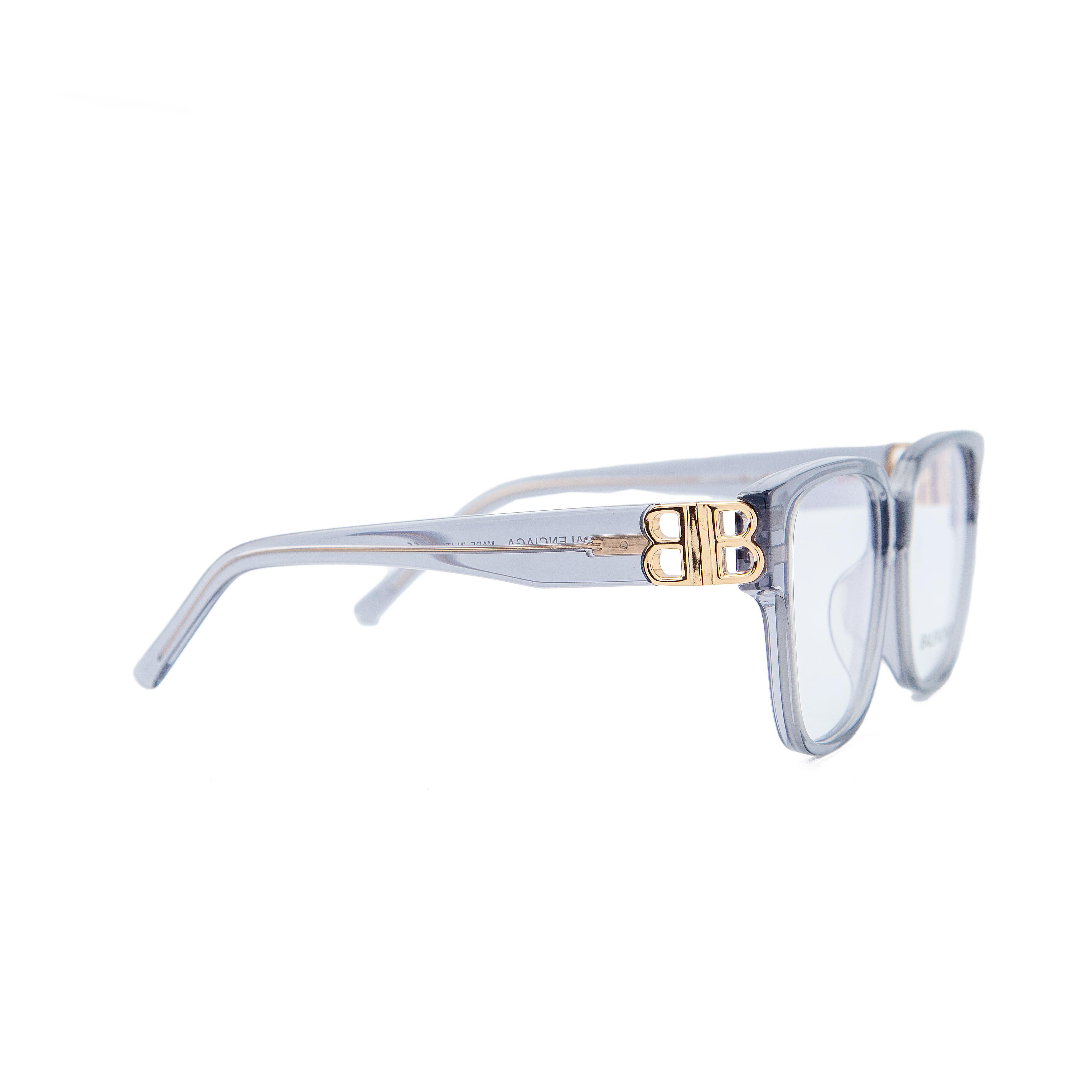Balenciaga Crystal Grey Frame Glasses with Gold BB Detailing