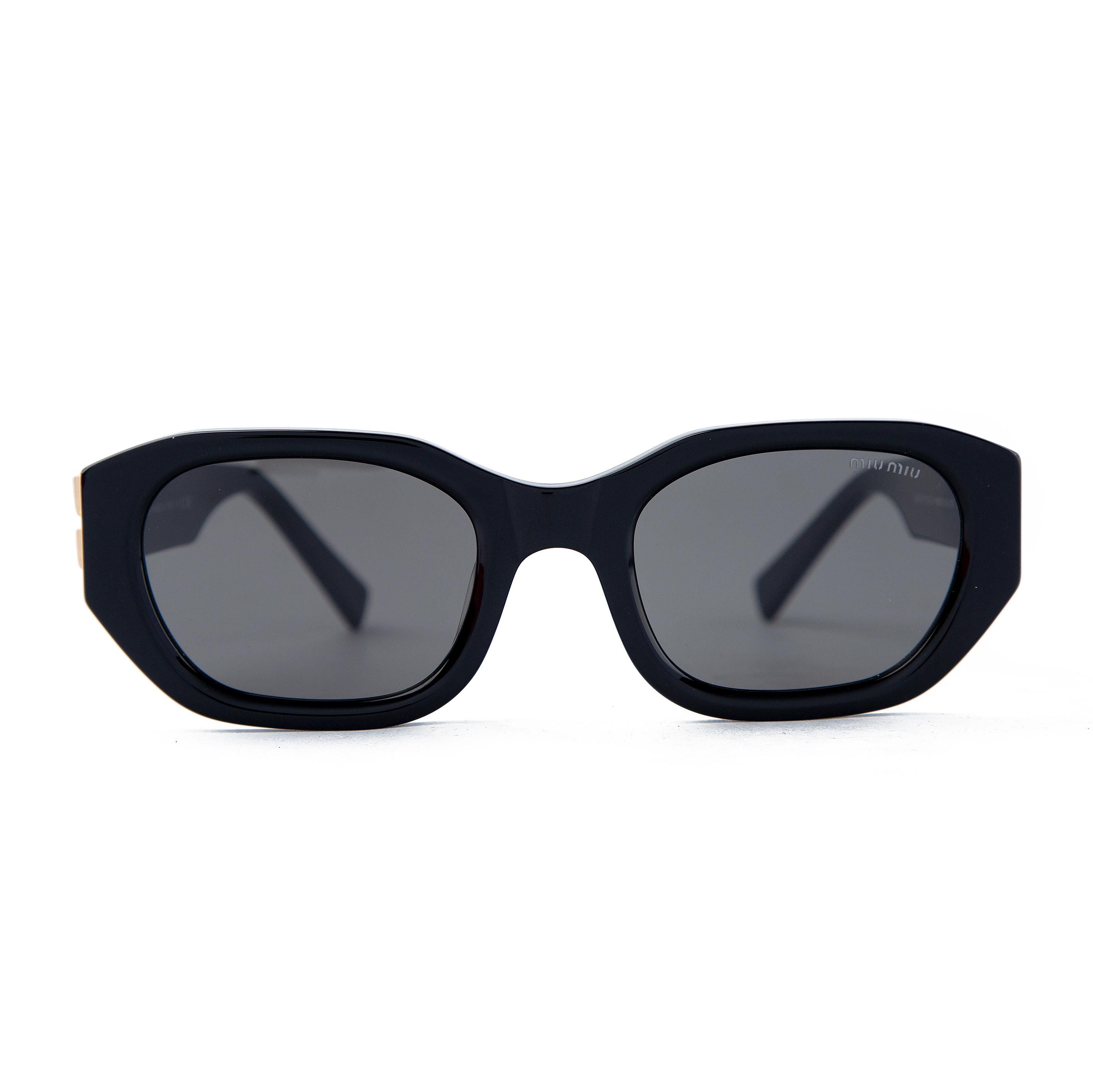 Miu Miu Square Sunglasses - Black, Gold Logo, UV Protection