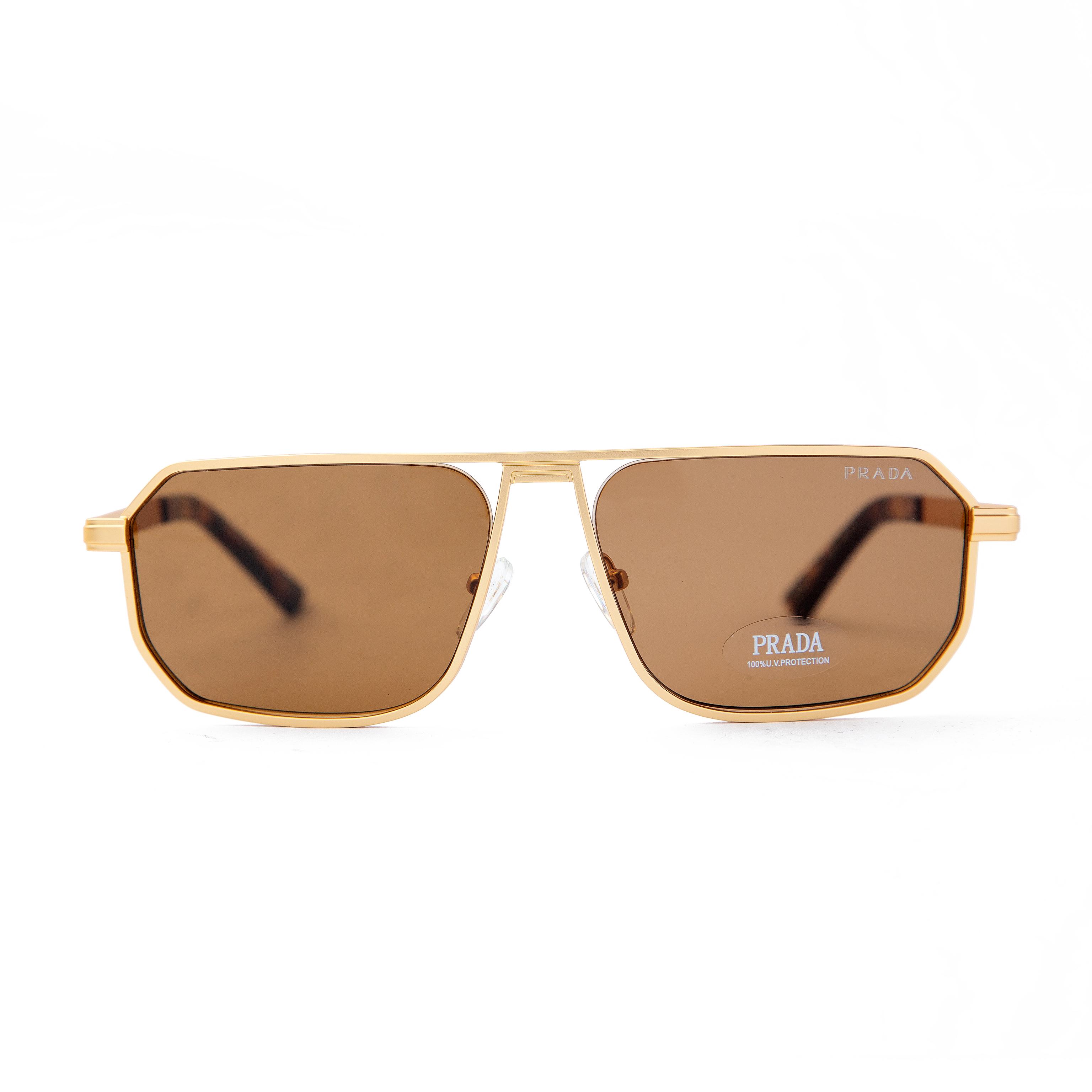 Prada Aviator Sunglasses - Gold, Polarized, UV Protection