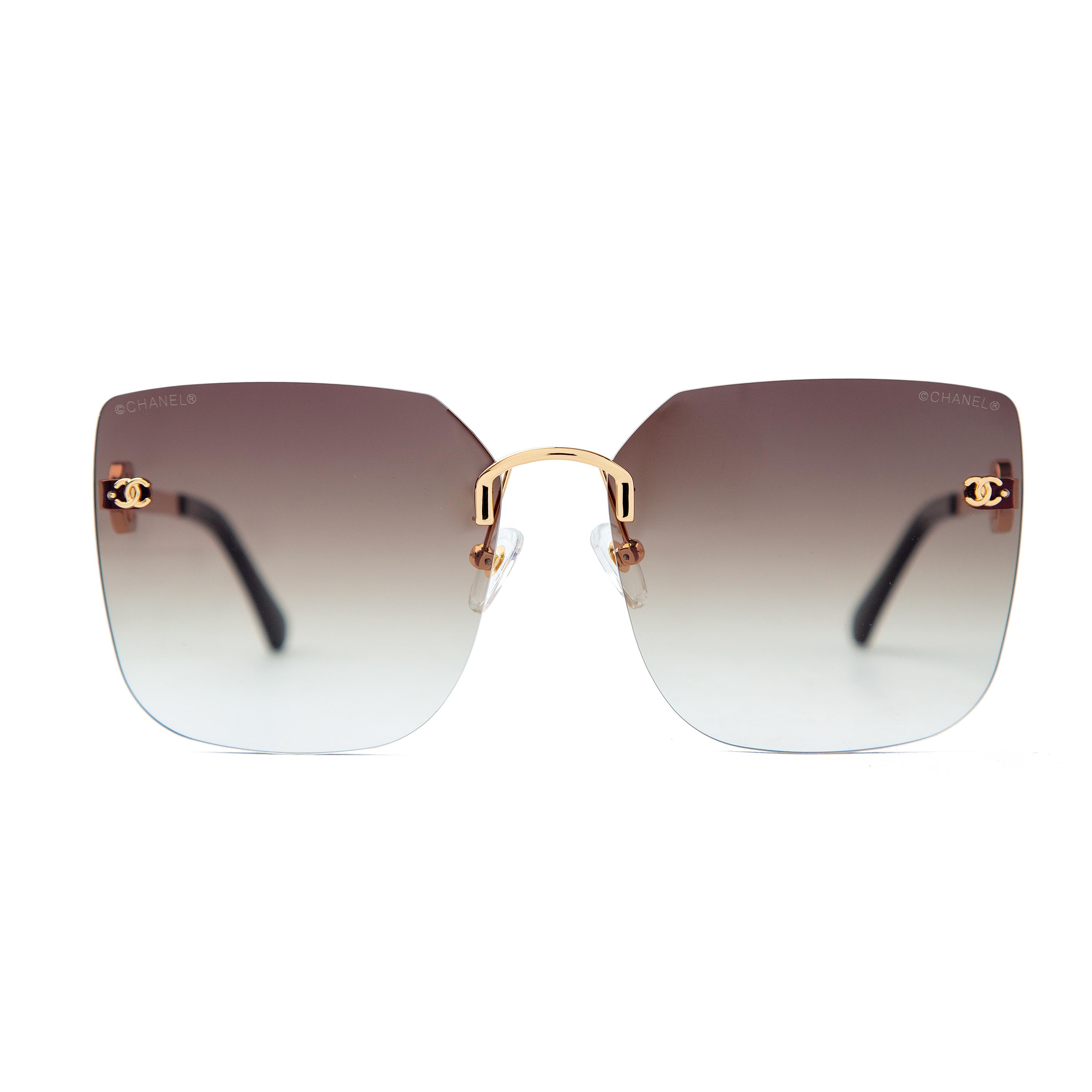 Chanel gradient rimless sunglasses with gold detailing, featuring luxury women's eyewear design and UV protection for a sophisticated look