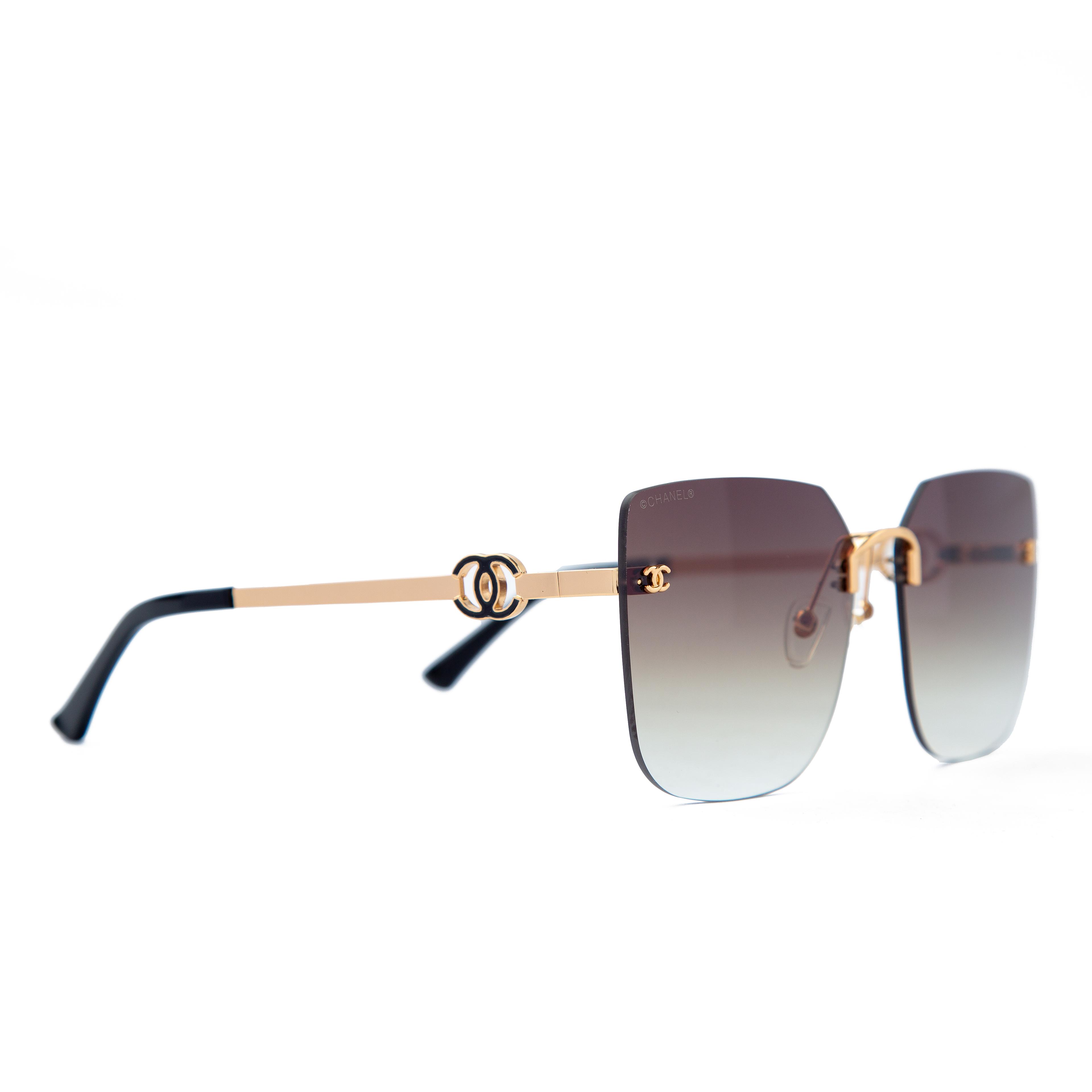 Chanel gradient rimless sunglasses with gold detailing, featuring luxury women's eyewear design and UV protection for a sophisticated look