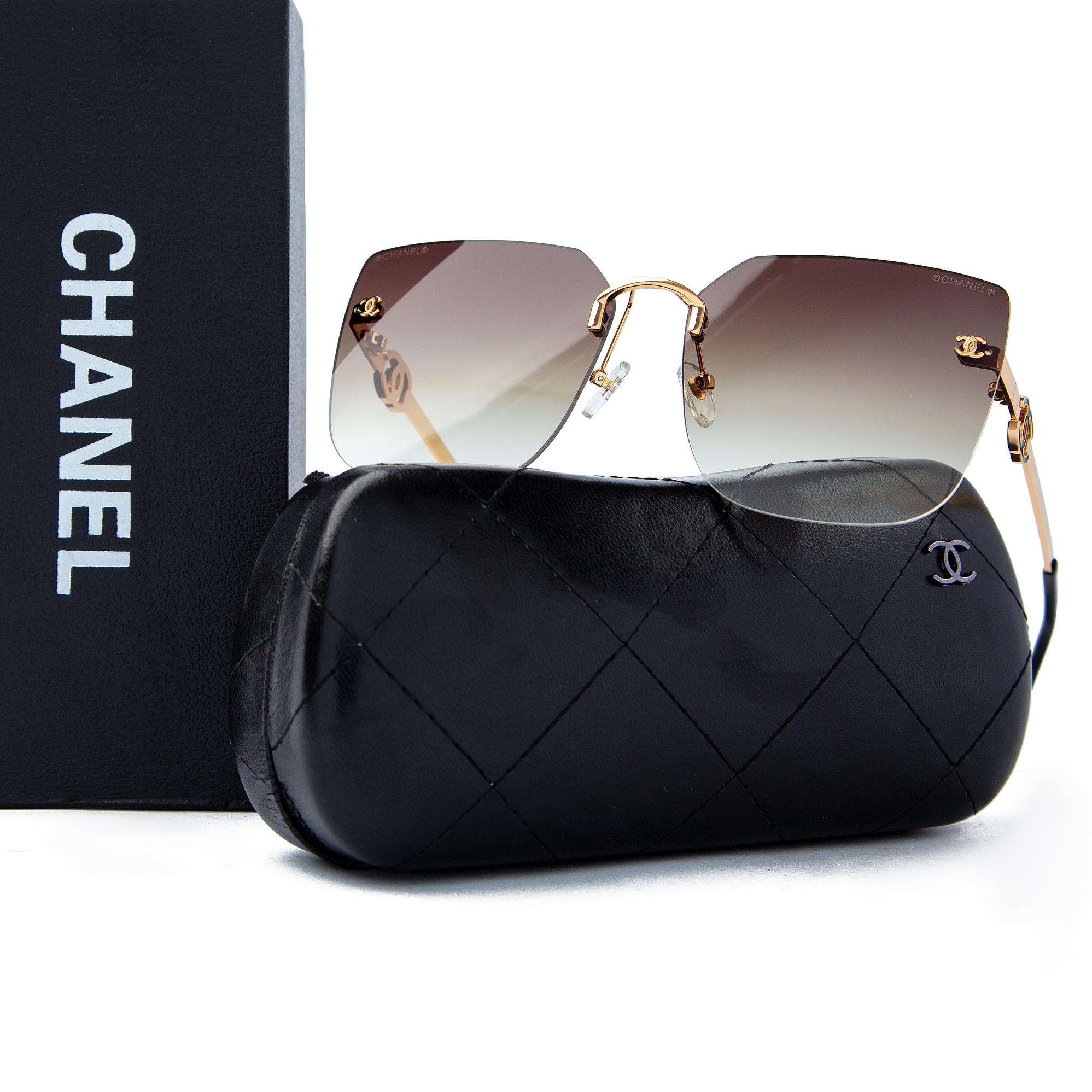 Chanel gradient rimless sunglasses with gold detailing, featuring luxury women's eyewear design and UV protection for a sophisticated look