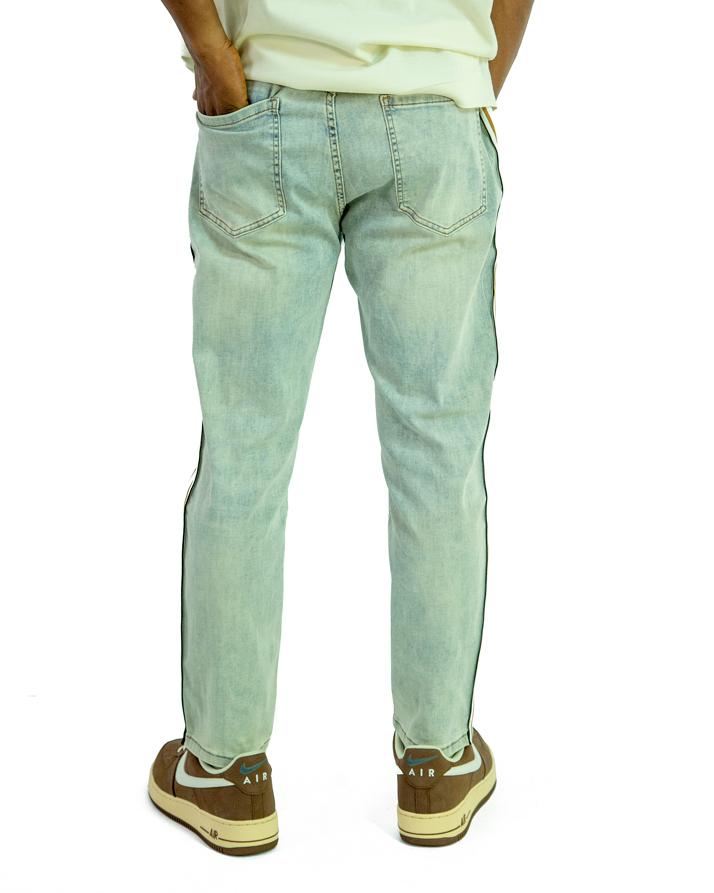 Light wash jeans with side stripe