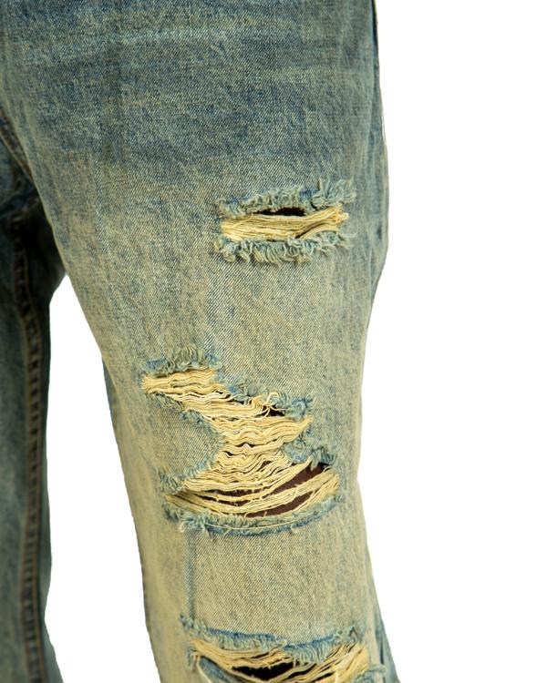 Distressed Wide-Leg Denim Jeans, Light Blue Faded Wash, Unisex, Lagos, Nigeria.