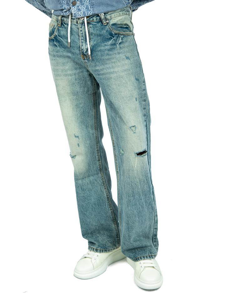 Blue Washed Ripped Jeans