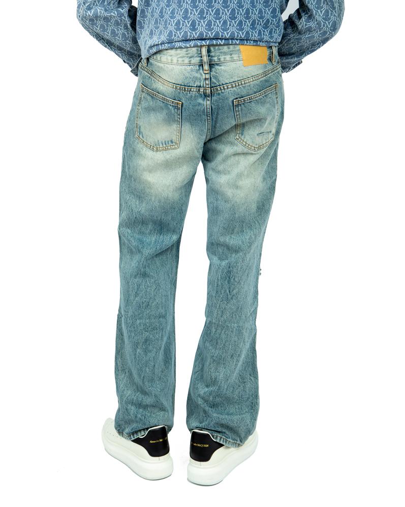 Kpop Blue Washed Ripped Casual Jeans