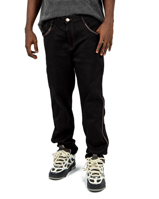 Black Contrast Stitch Men's Jeans