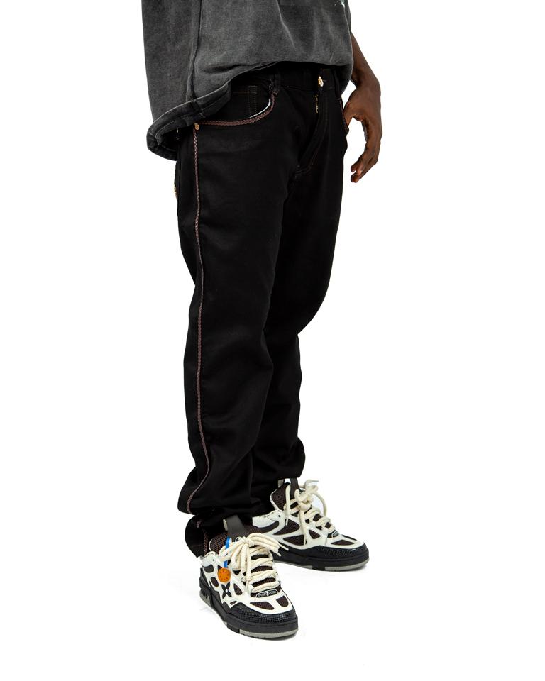 Men's black jeans with contrast stitch detail